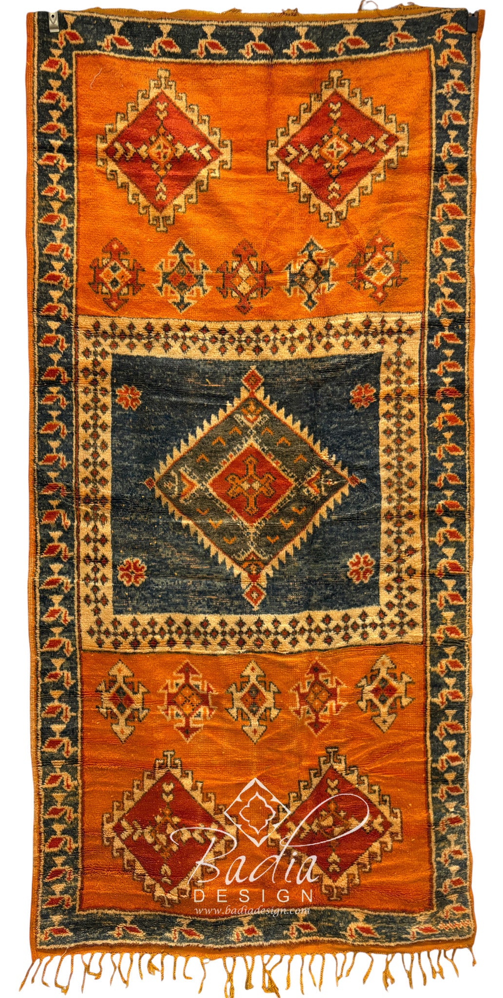 Moroccan Burnt Orange Tribal Handwoven Rug