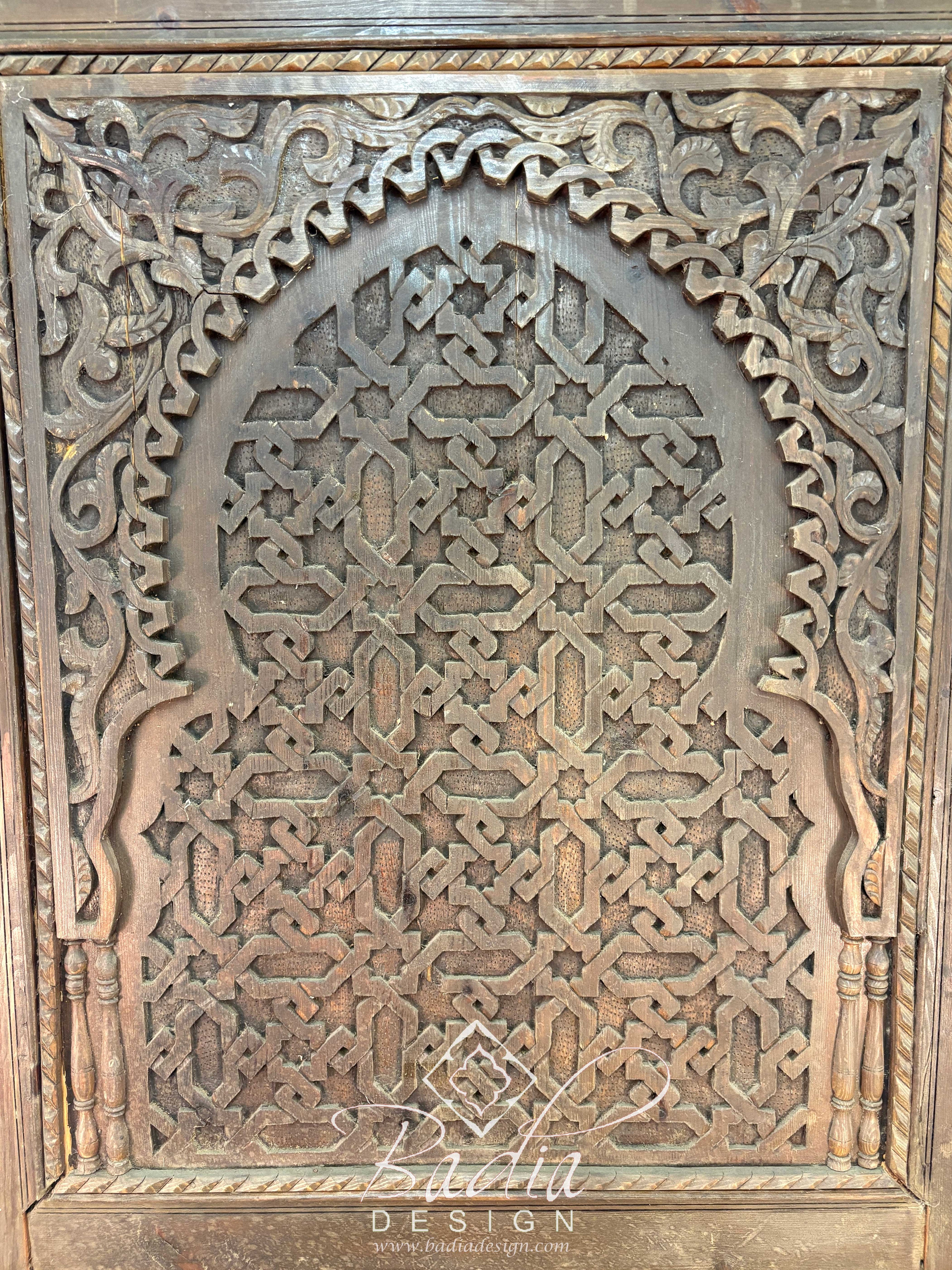 Stained Hand Carved Wooden Door