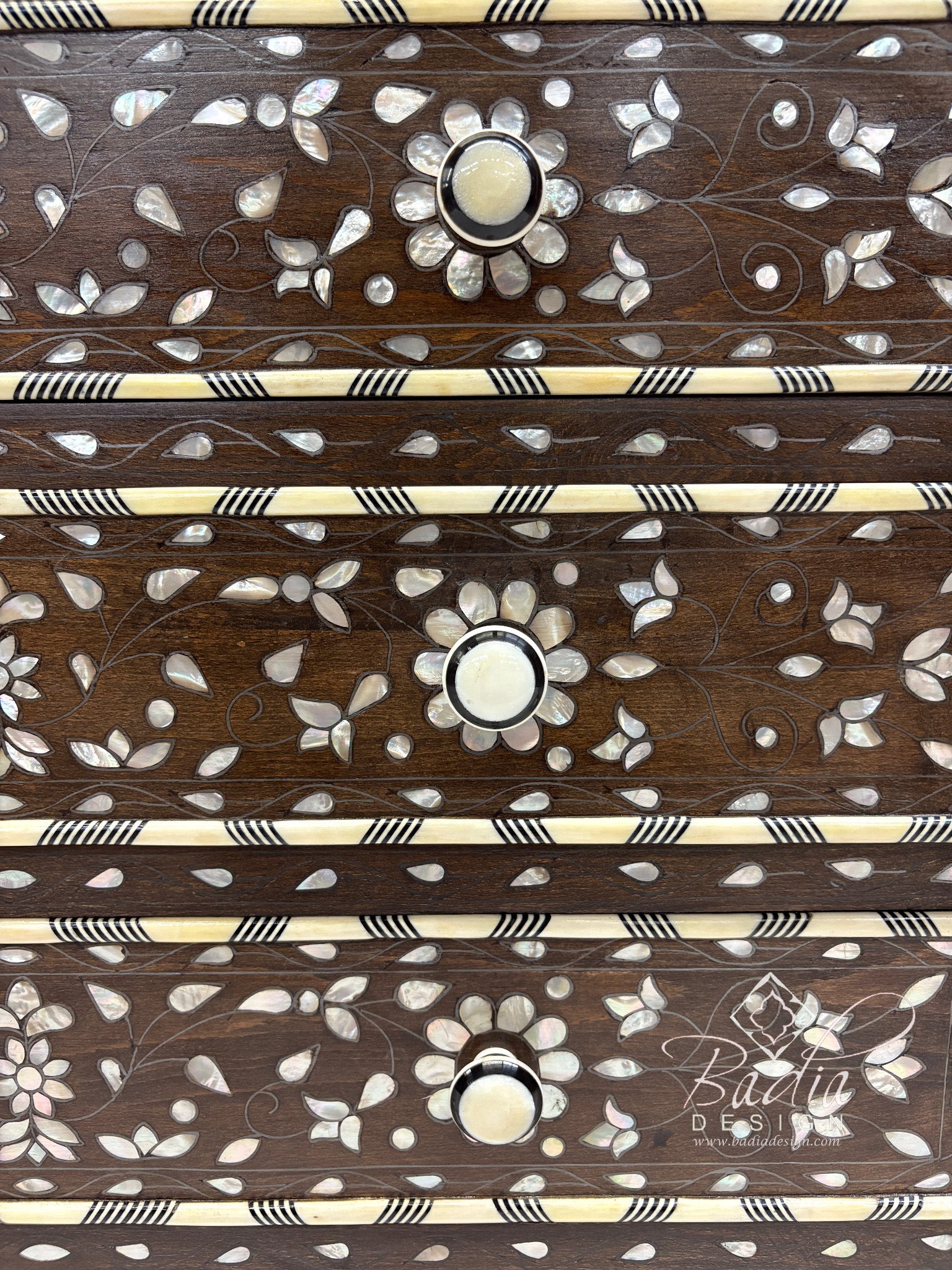 Dark Stained Mother of Pearl Inlay Dresser