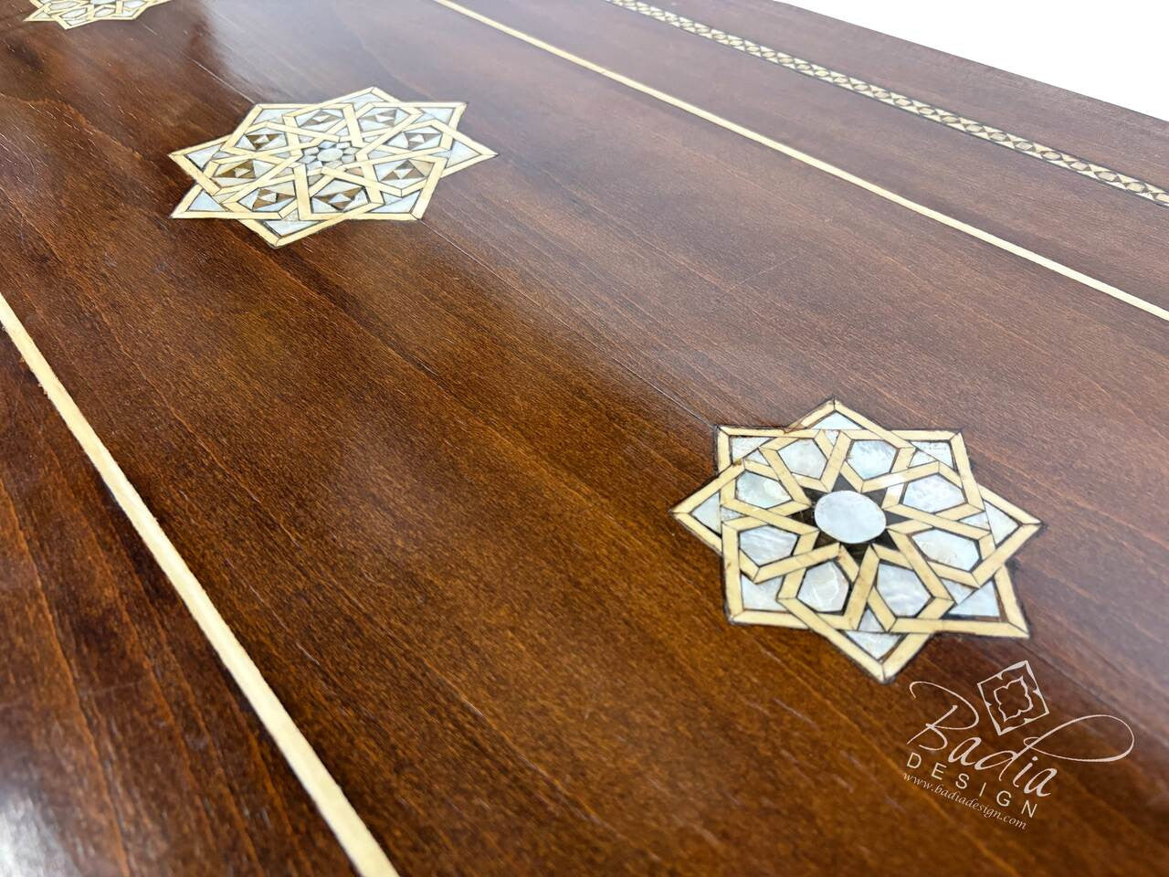 Hand Carved Cedar Mother of Pearl Bone Inlay Executive Desk