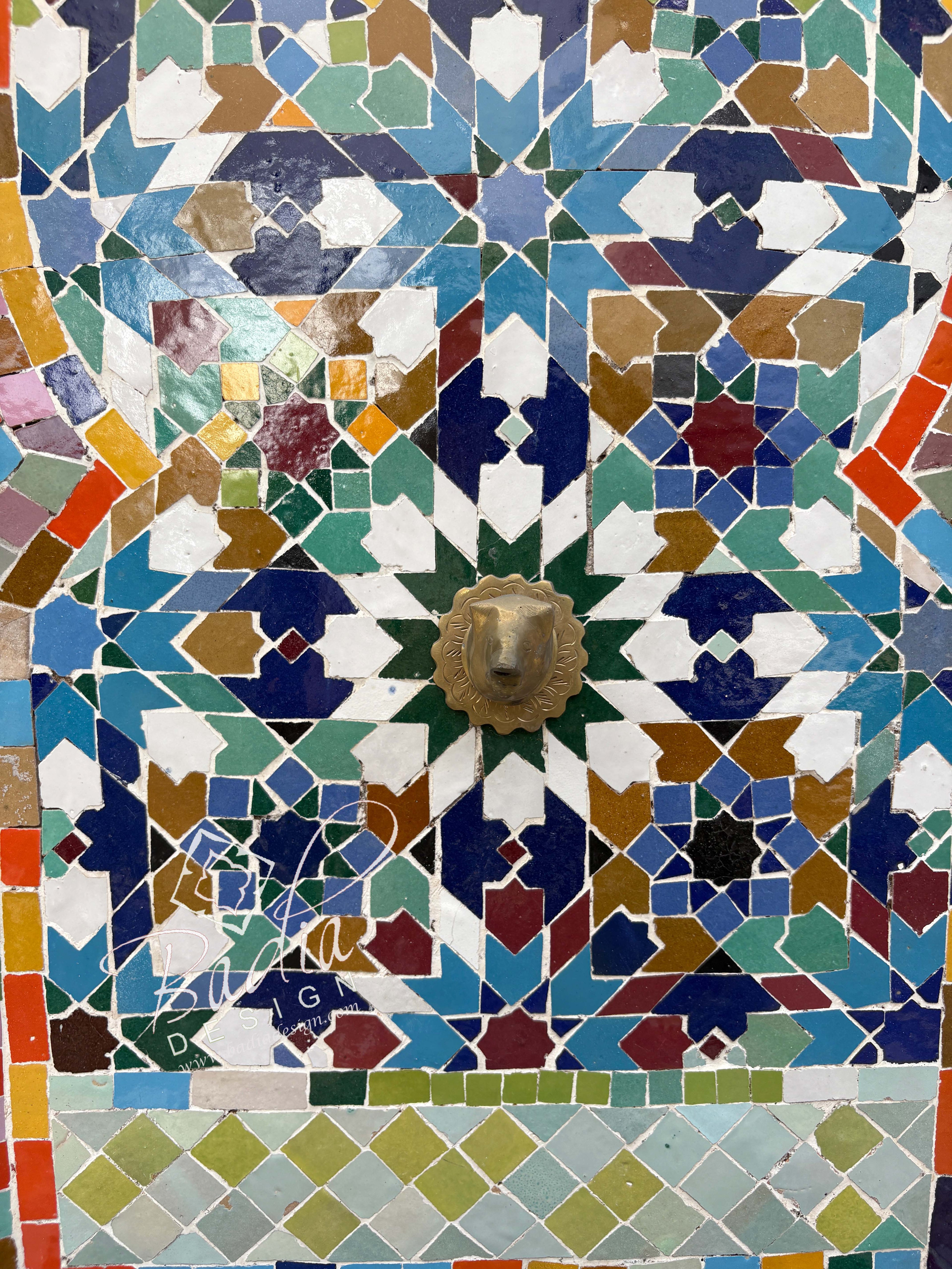 Geometric Multi-Color Tile Water Fountain