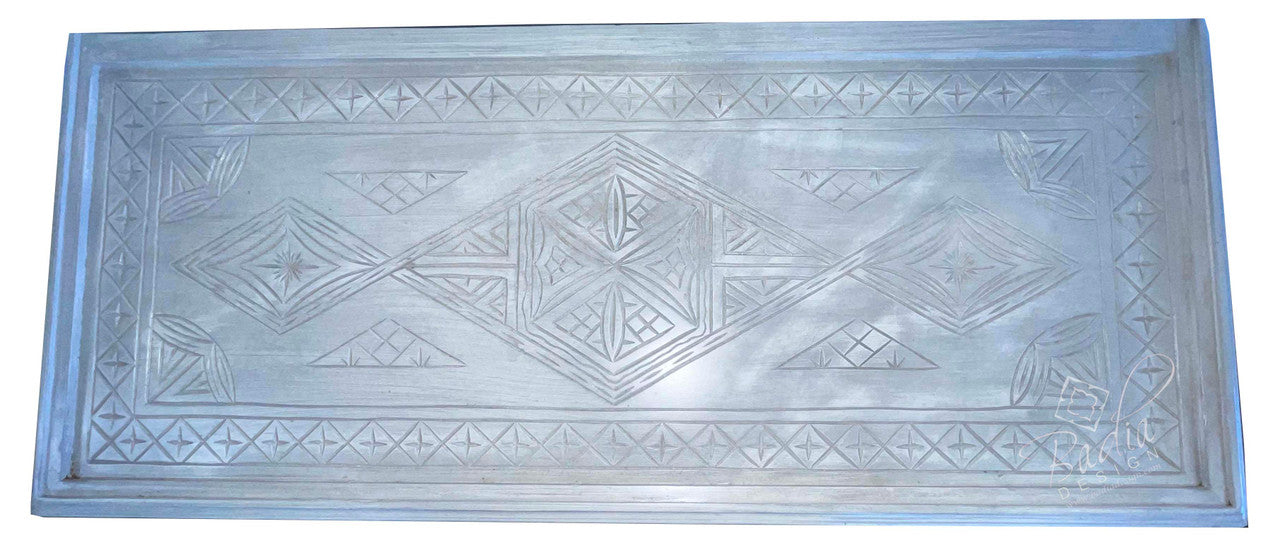 Gray Hand Painted Carved Wood Cabinet