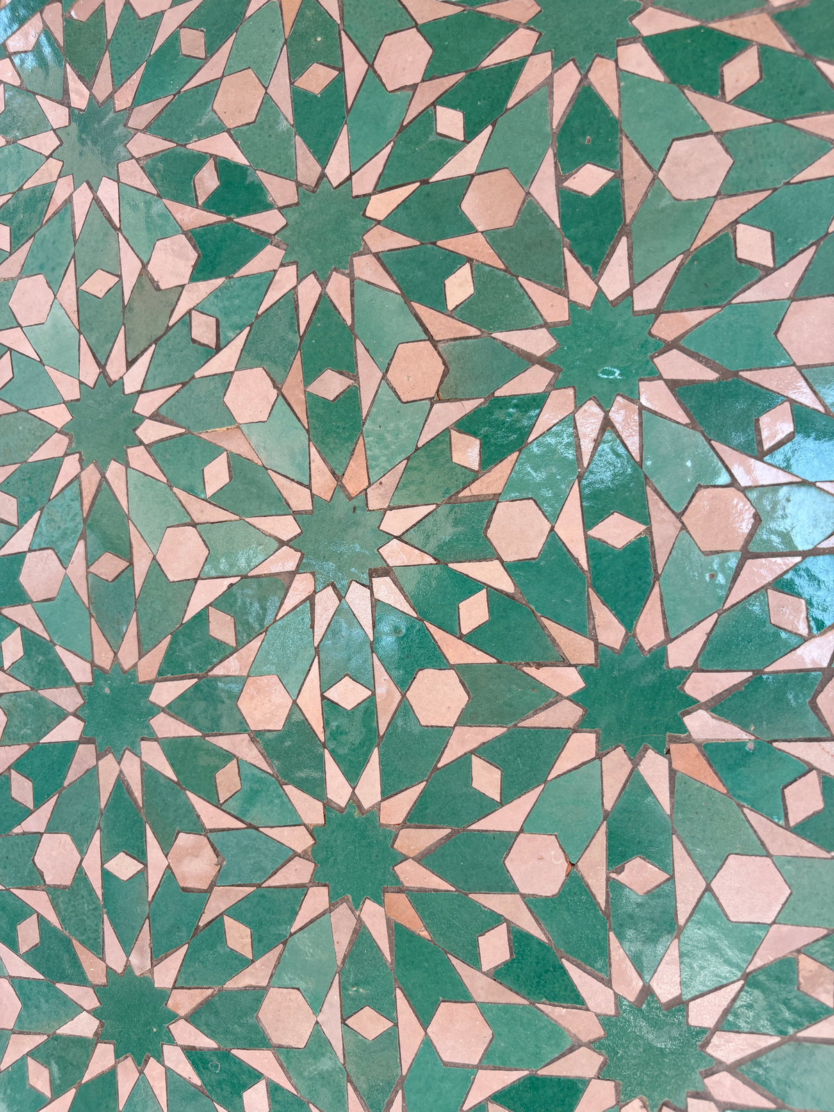 Green and Beige Zellige Mosaic Table Top