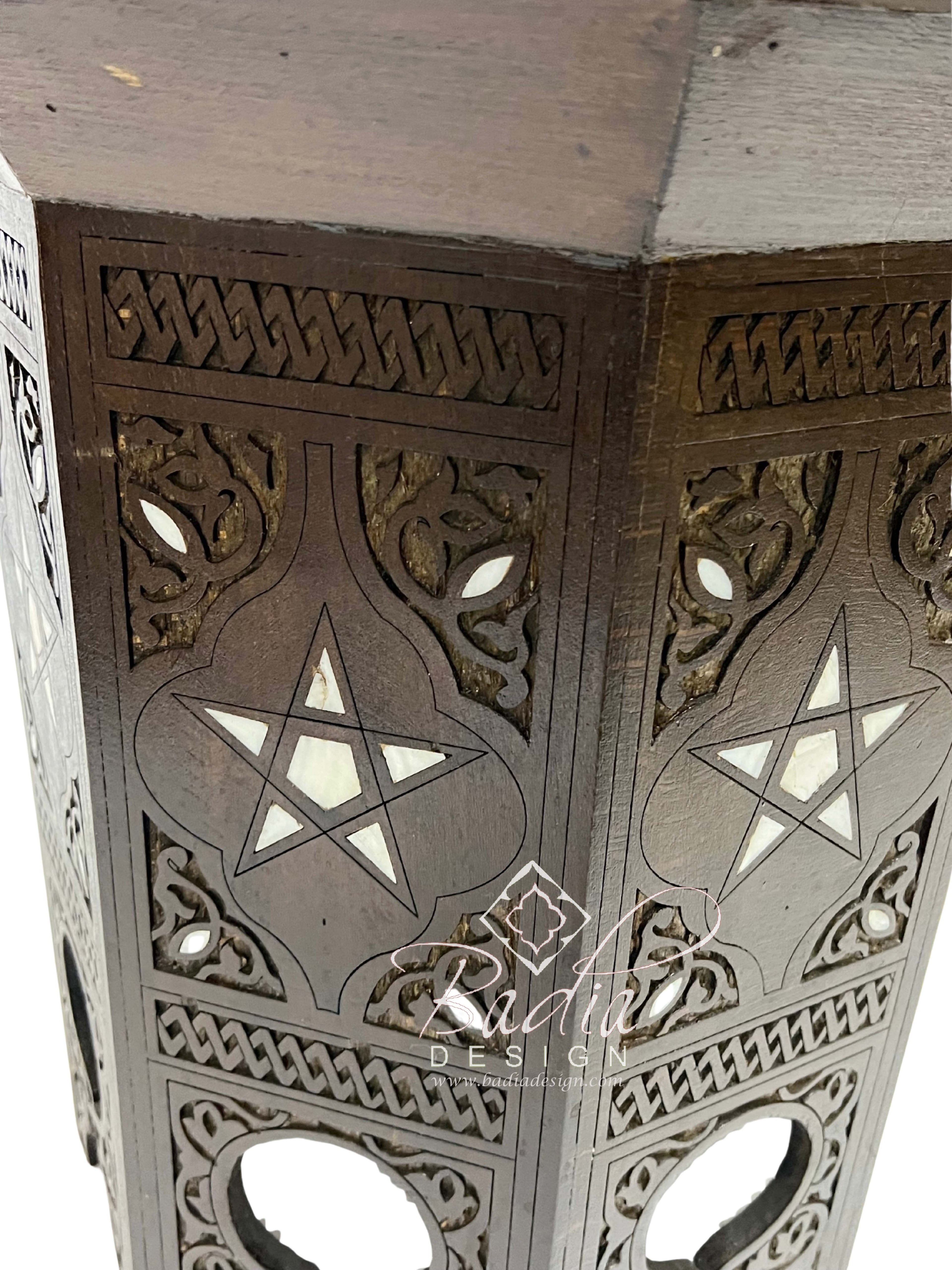 Dark Stained Side Table with Inlay