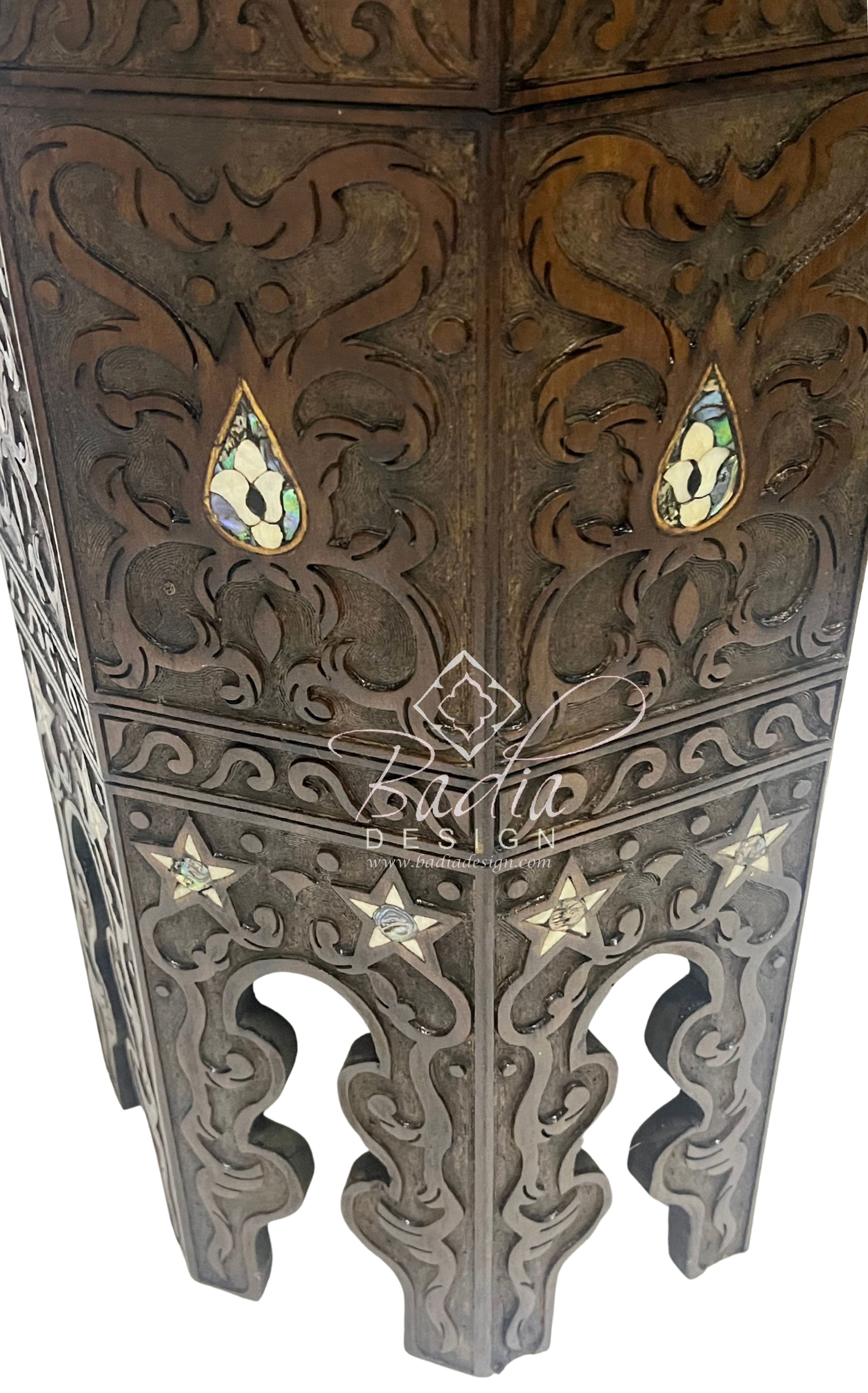 Handcrafted Tall Moroccan Side Table with Inlay