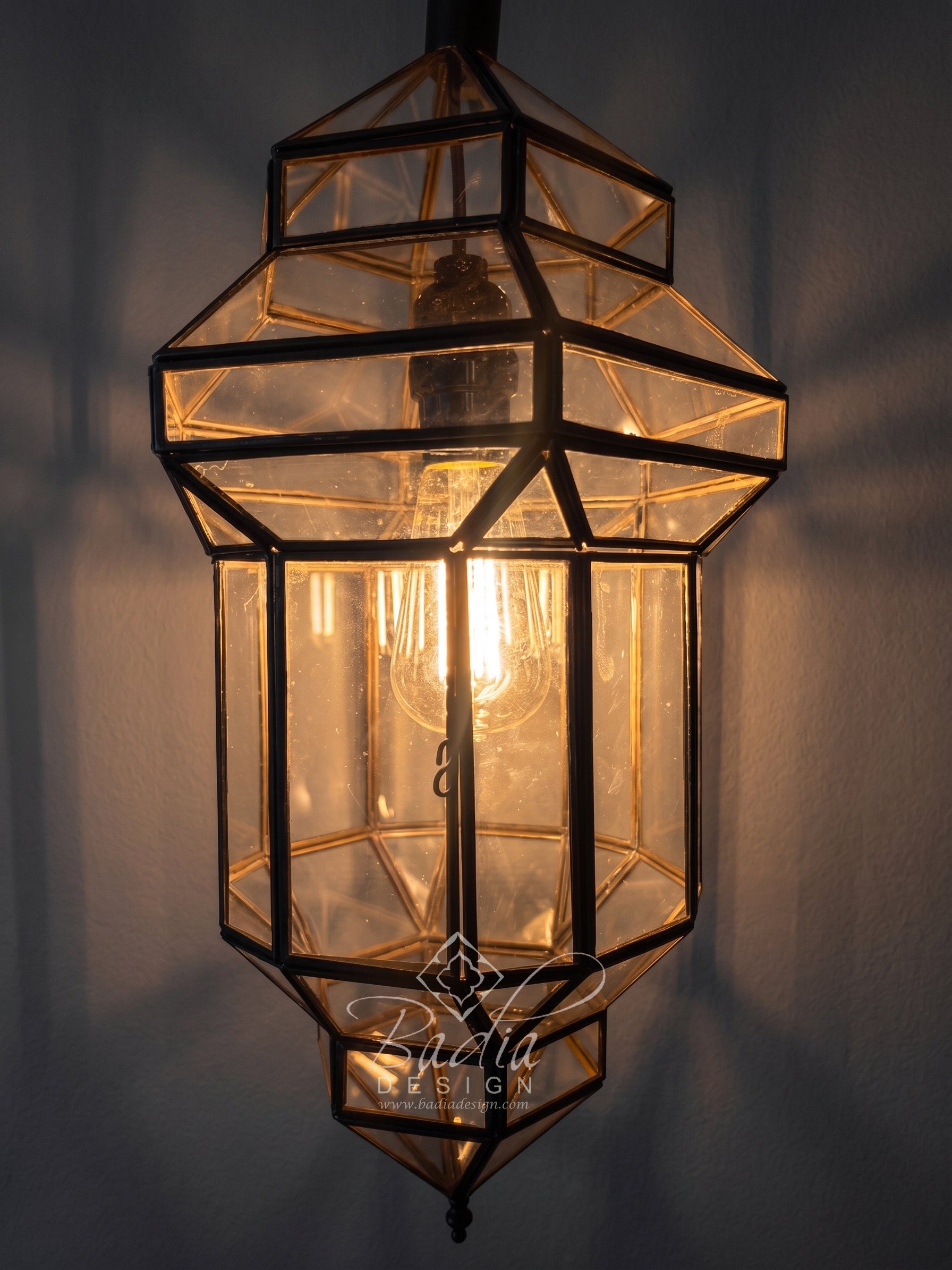 Moroccan Hanging Lanterns with Clear and White Glass Panels