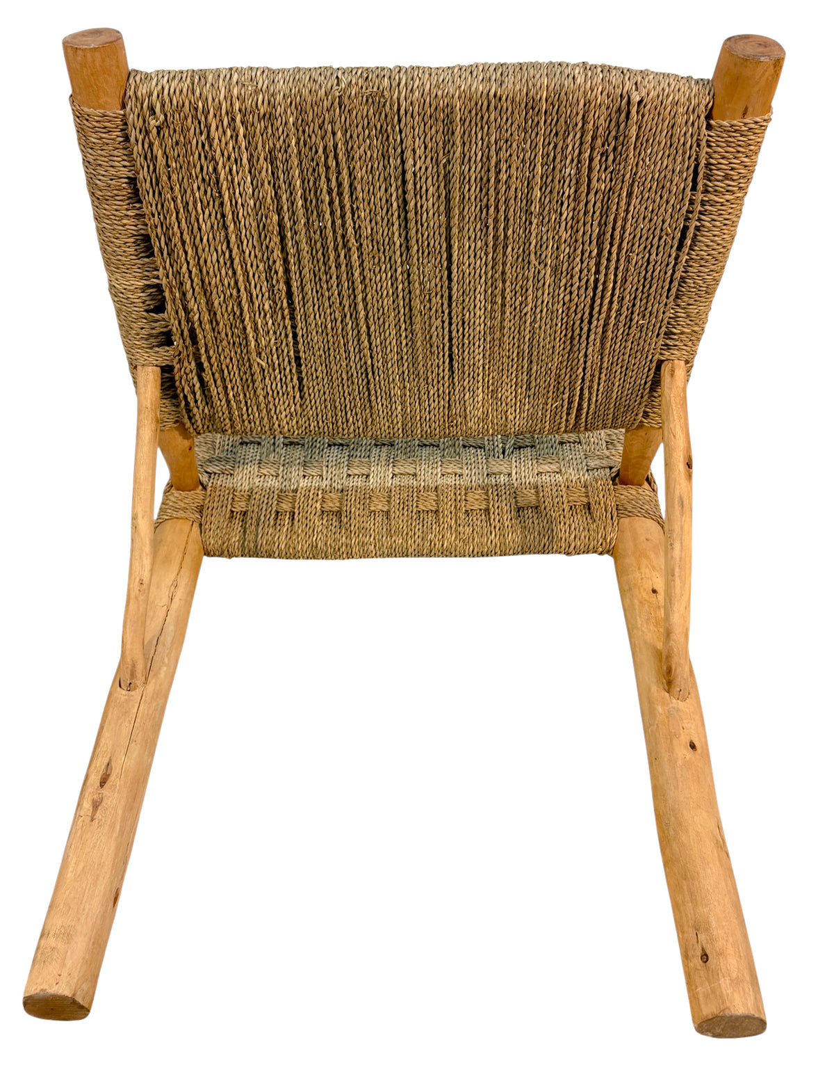 Low-Profile Woven Rope Accent Chair with Natural Wood Frame
