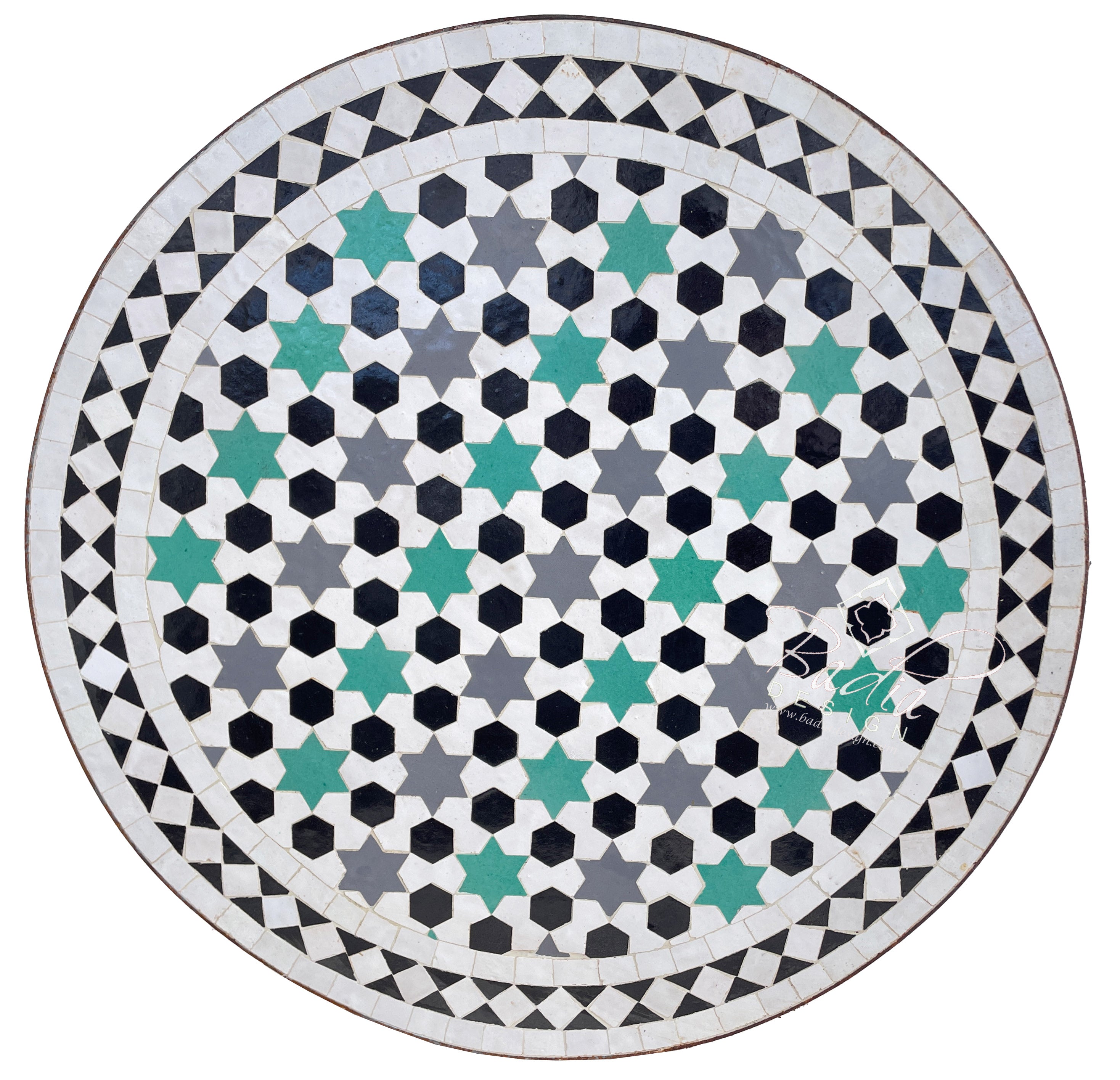 Round Multi-Color Moroccan Tile Table Top