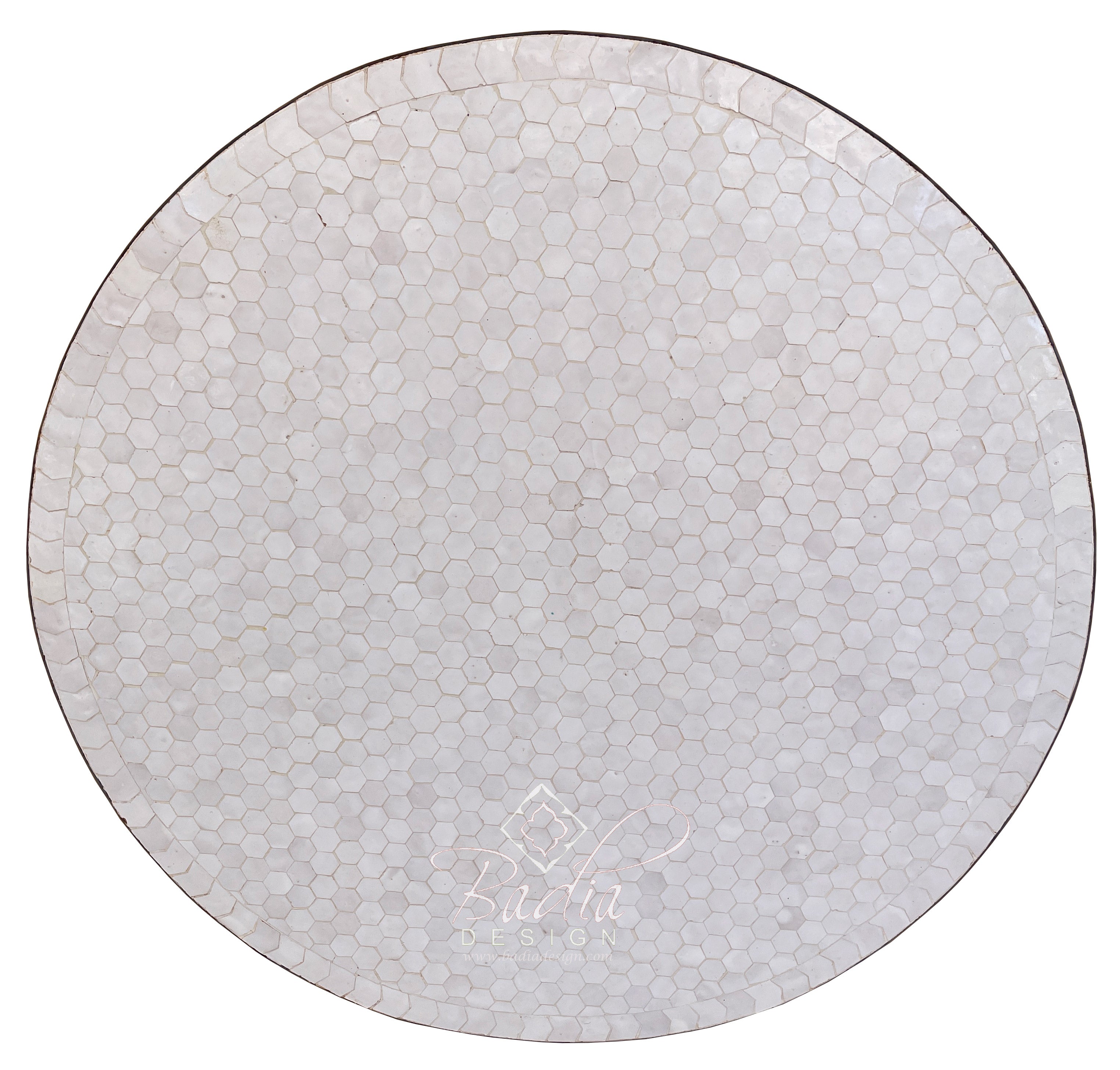White Intricately Designed Moroccan Mosaic Tile Table Top