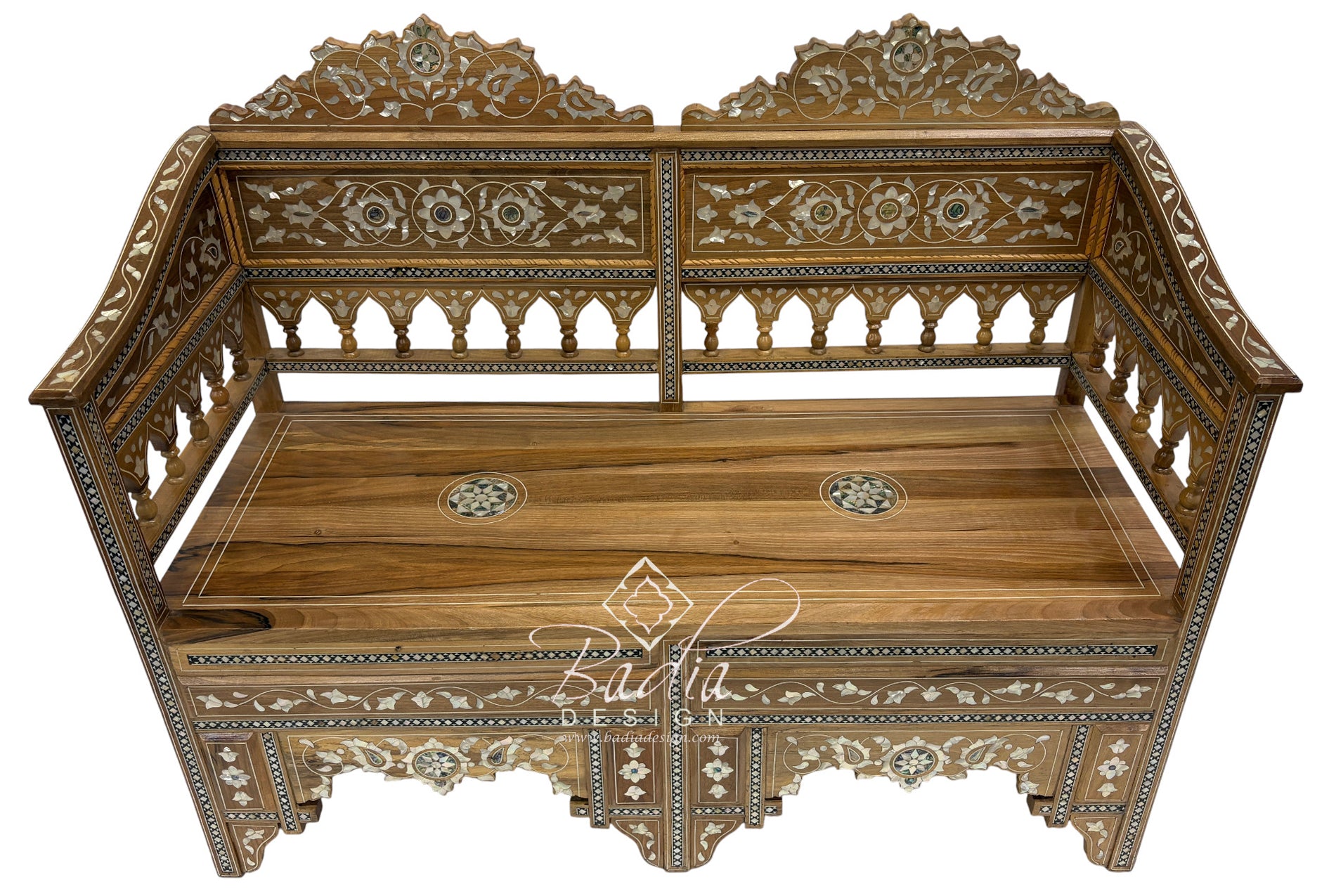 Moroccan Mother of Pearl Inlay Bench