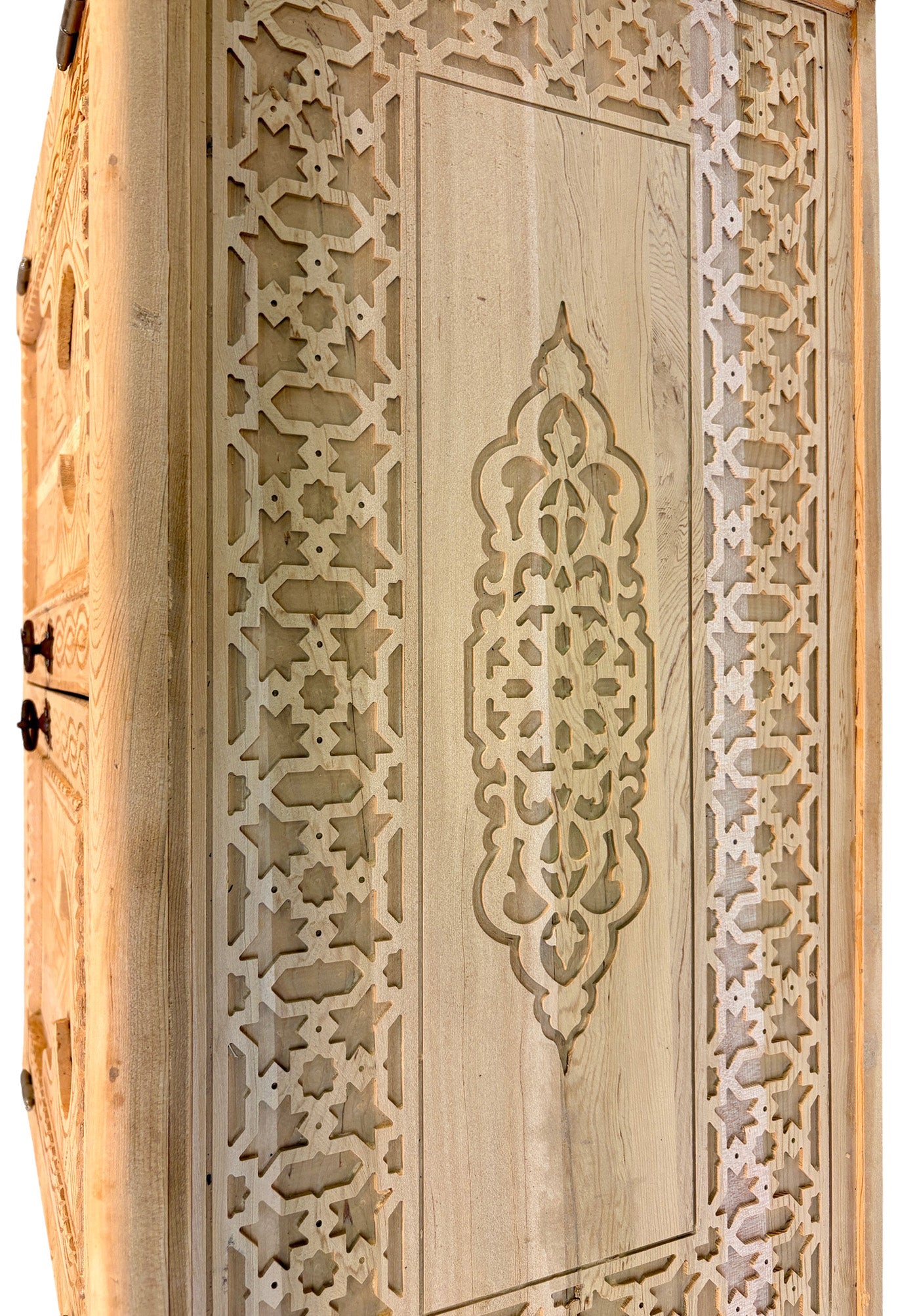 Natural Wood Hand-Carved Cabinet