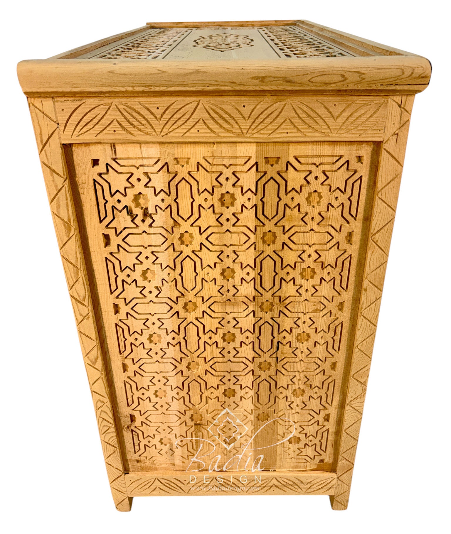 Natural Wood Hand-Carved Cabinet