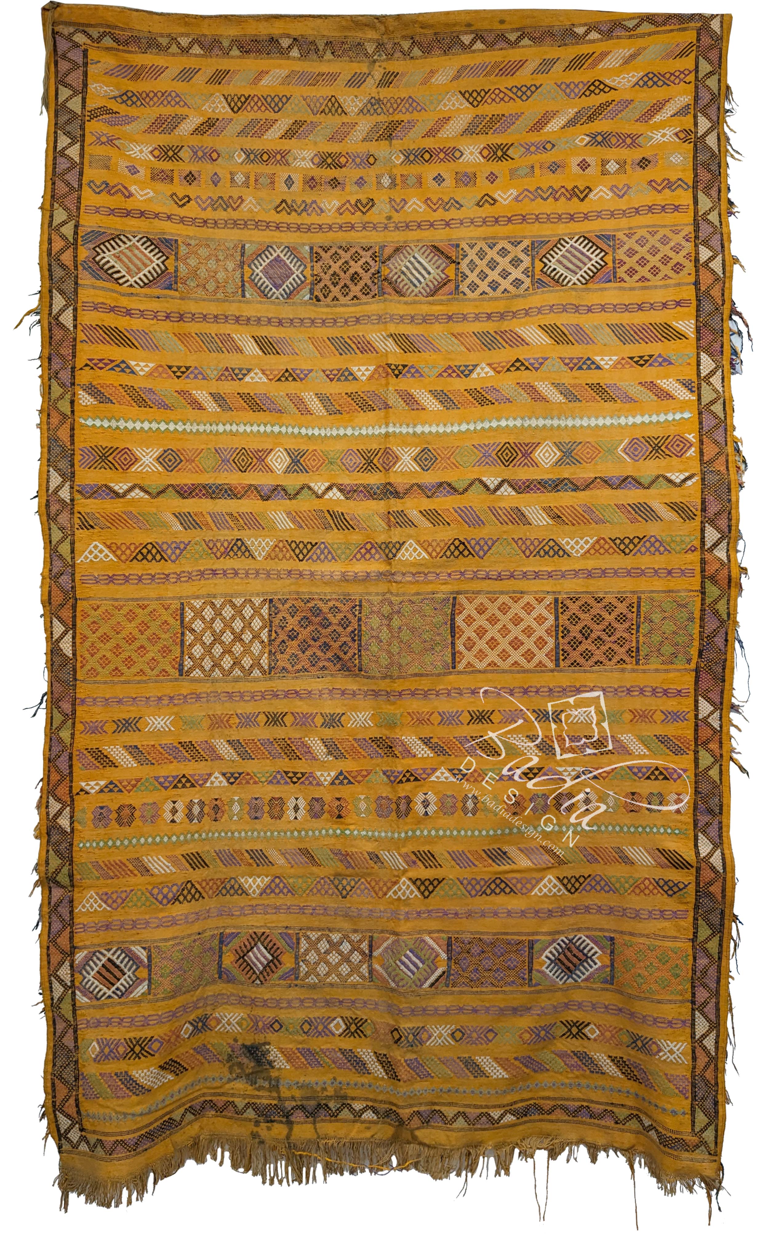 Orange Tribal Rug with Geometric Designs