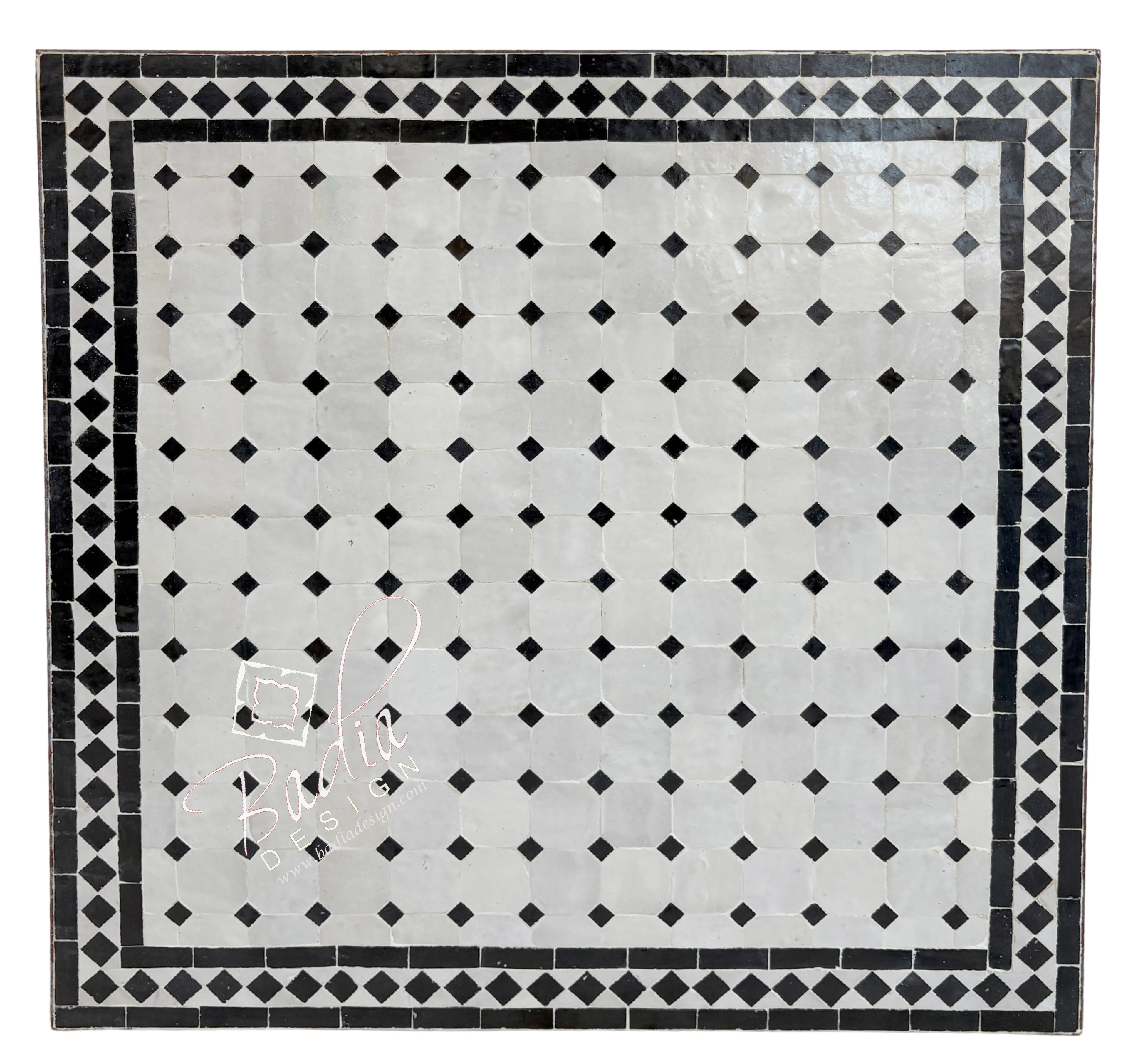 30" Square Black and Off-White Tile Table Top