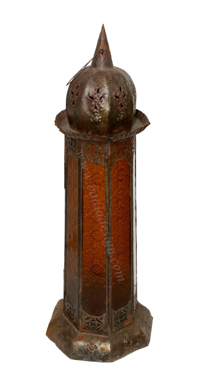 Rustic Floor Multi Color Glass Lantern