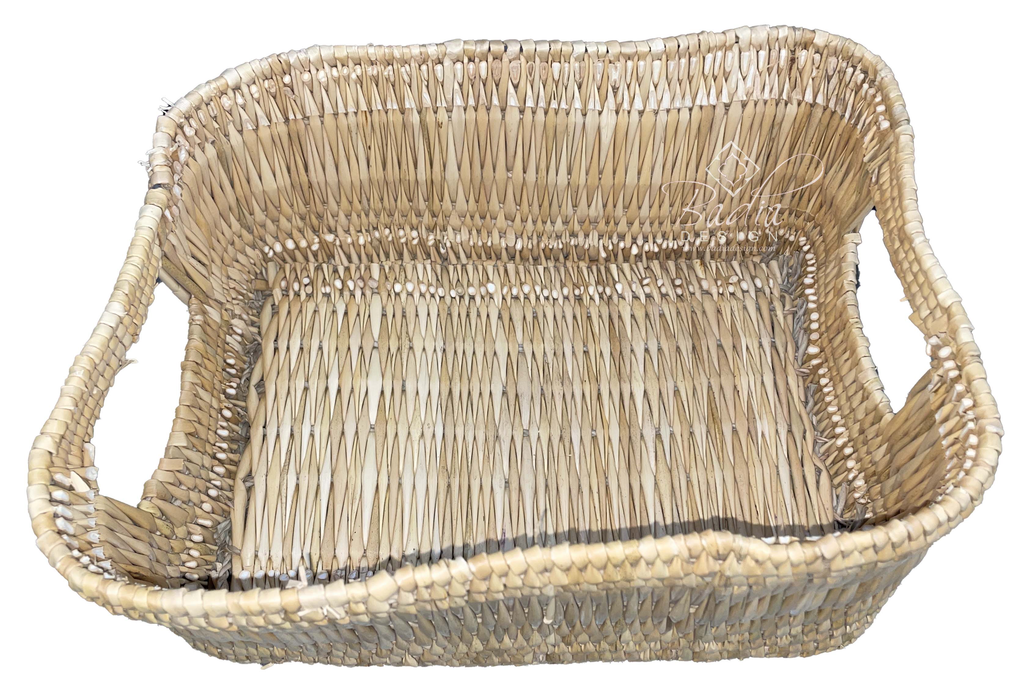 Moroccan Rectangular Shaped Handwoven Straw Basket
