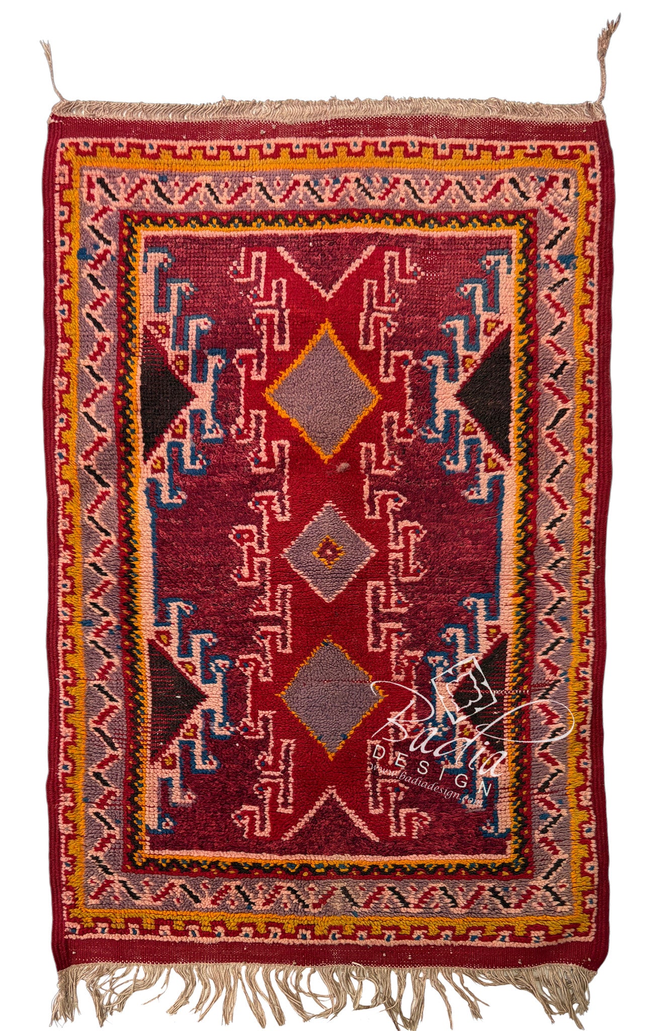 Moroccan Red Multi-Color Handwoven Tribal Rug