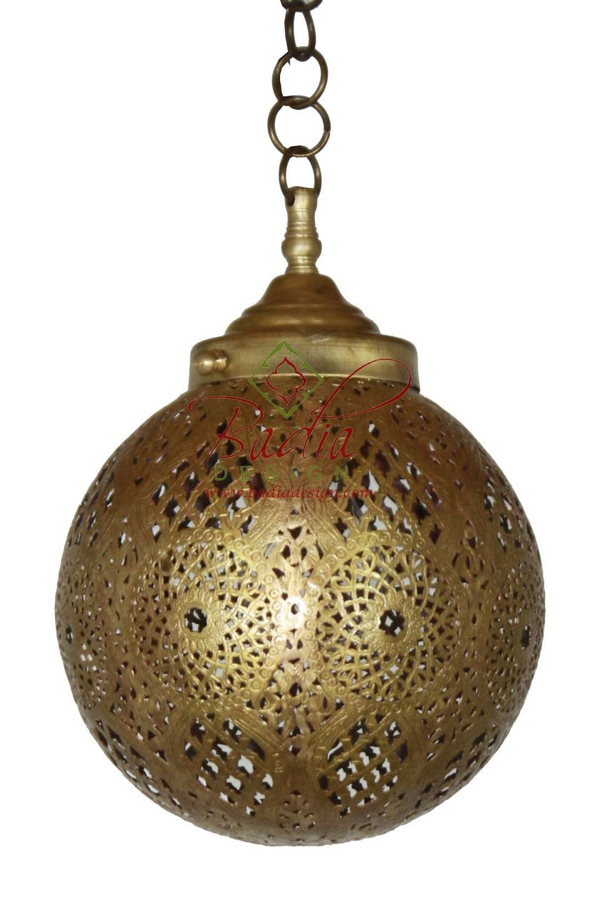 Brass and Silver Moroccan Pendant Light Lamp