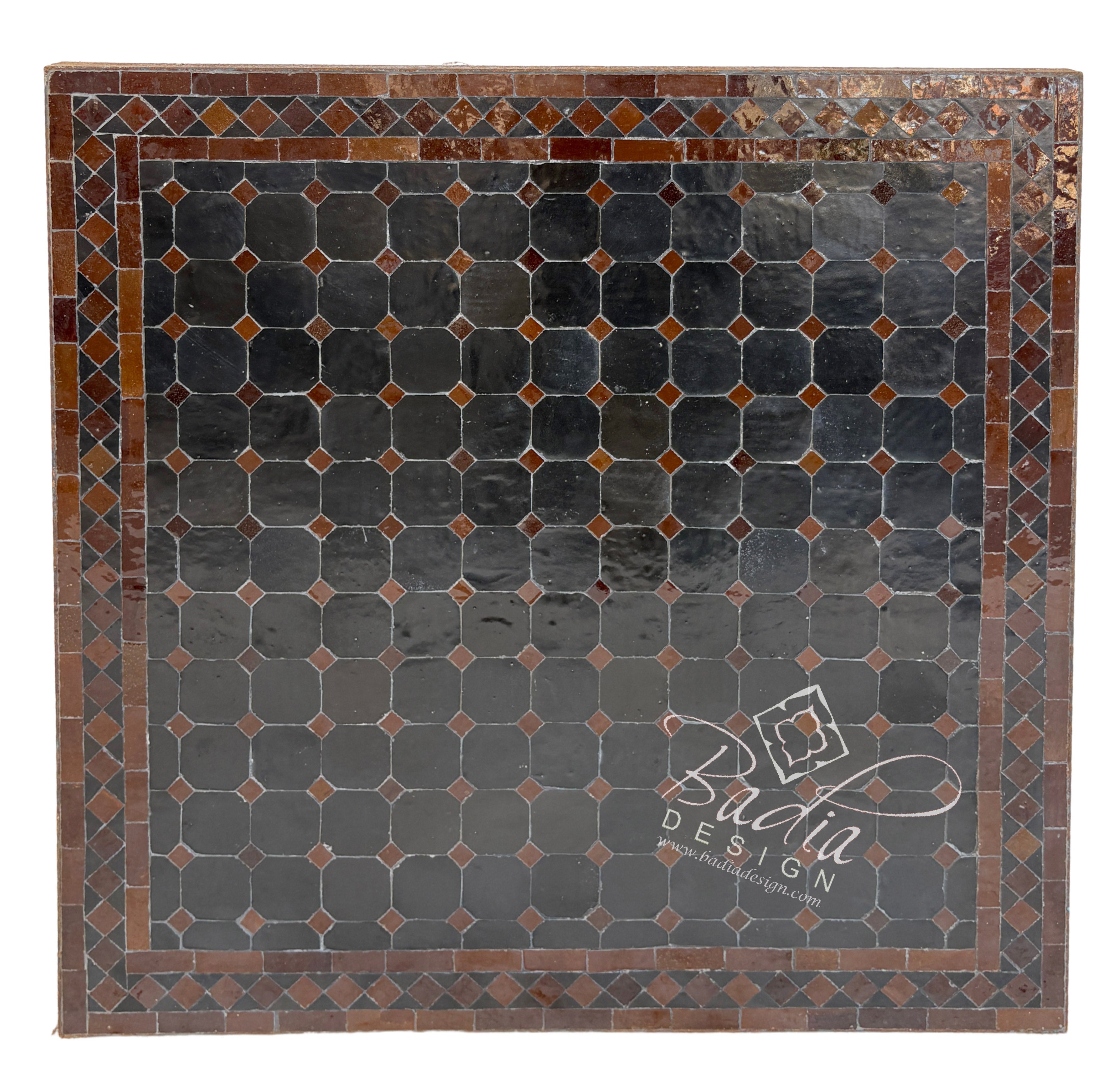 30" Square Multi-Shade Brown Tile Table Top