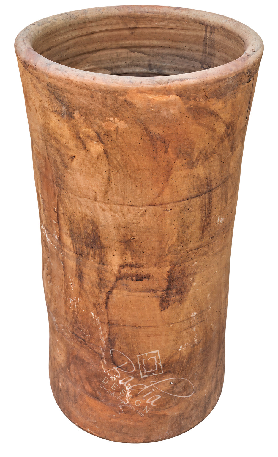 Moroccan Tall Cylindrical Clay Vase
