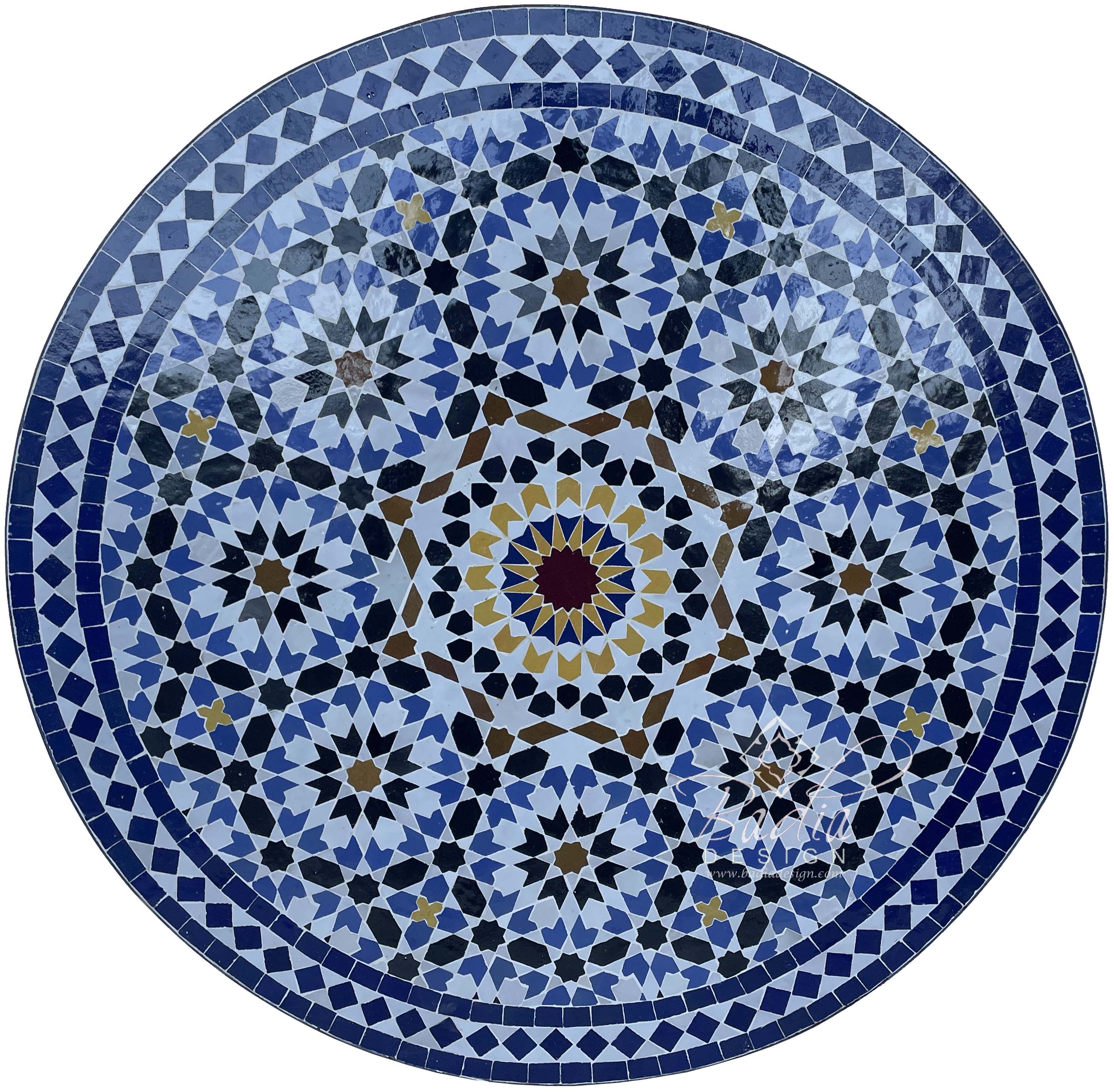 Blue Intricately Designed Moroccan Mosaic Tile Table Top