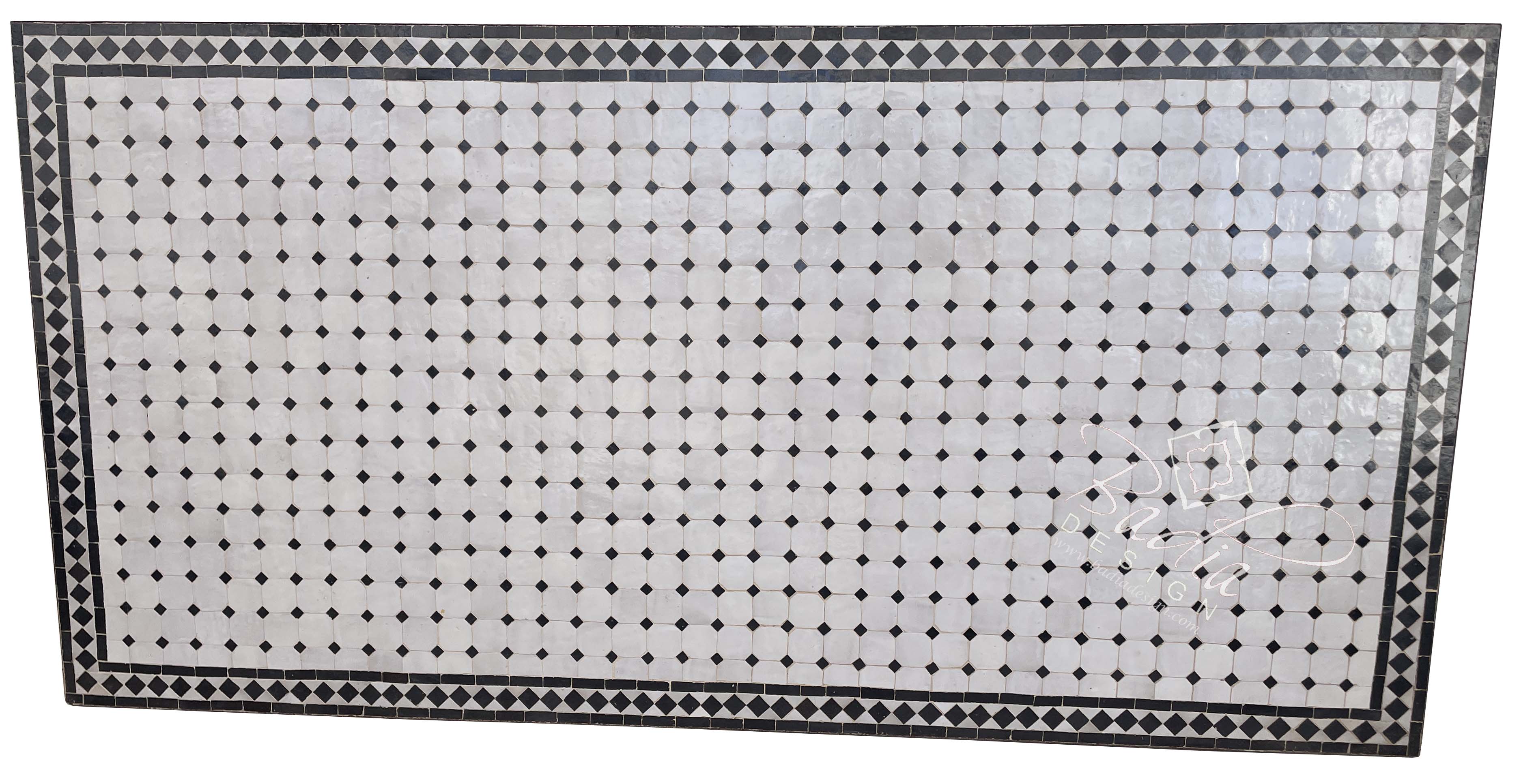 Dark Brown and Beige Moroccan Rectangular Tile Table Top