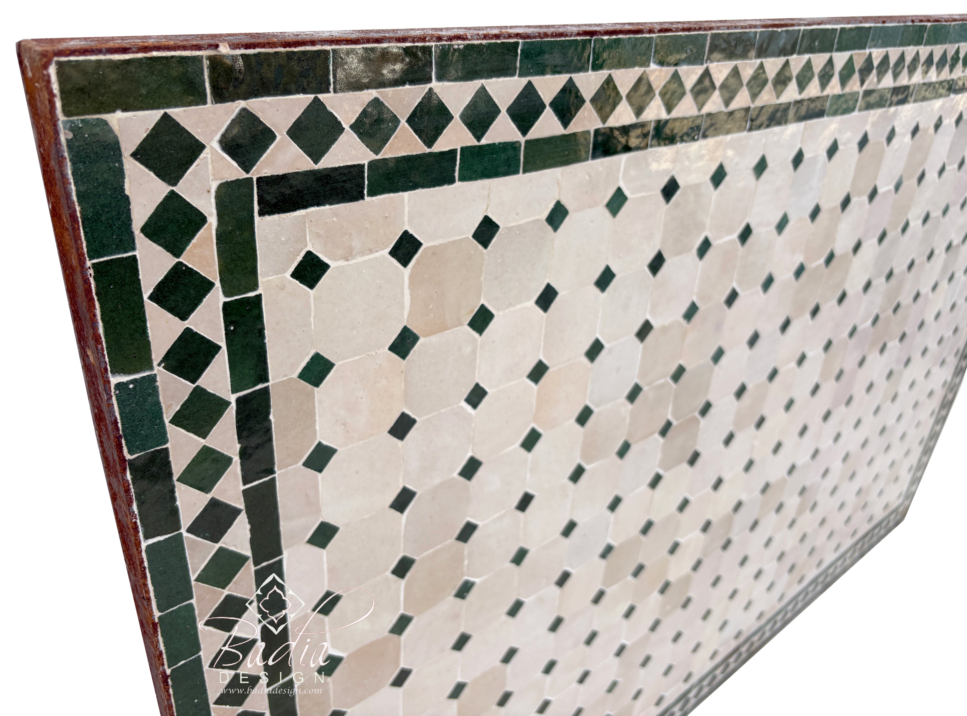 32"W x 48"L Green and Beige Tile Table Top