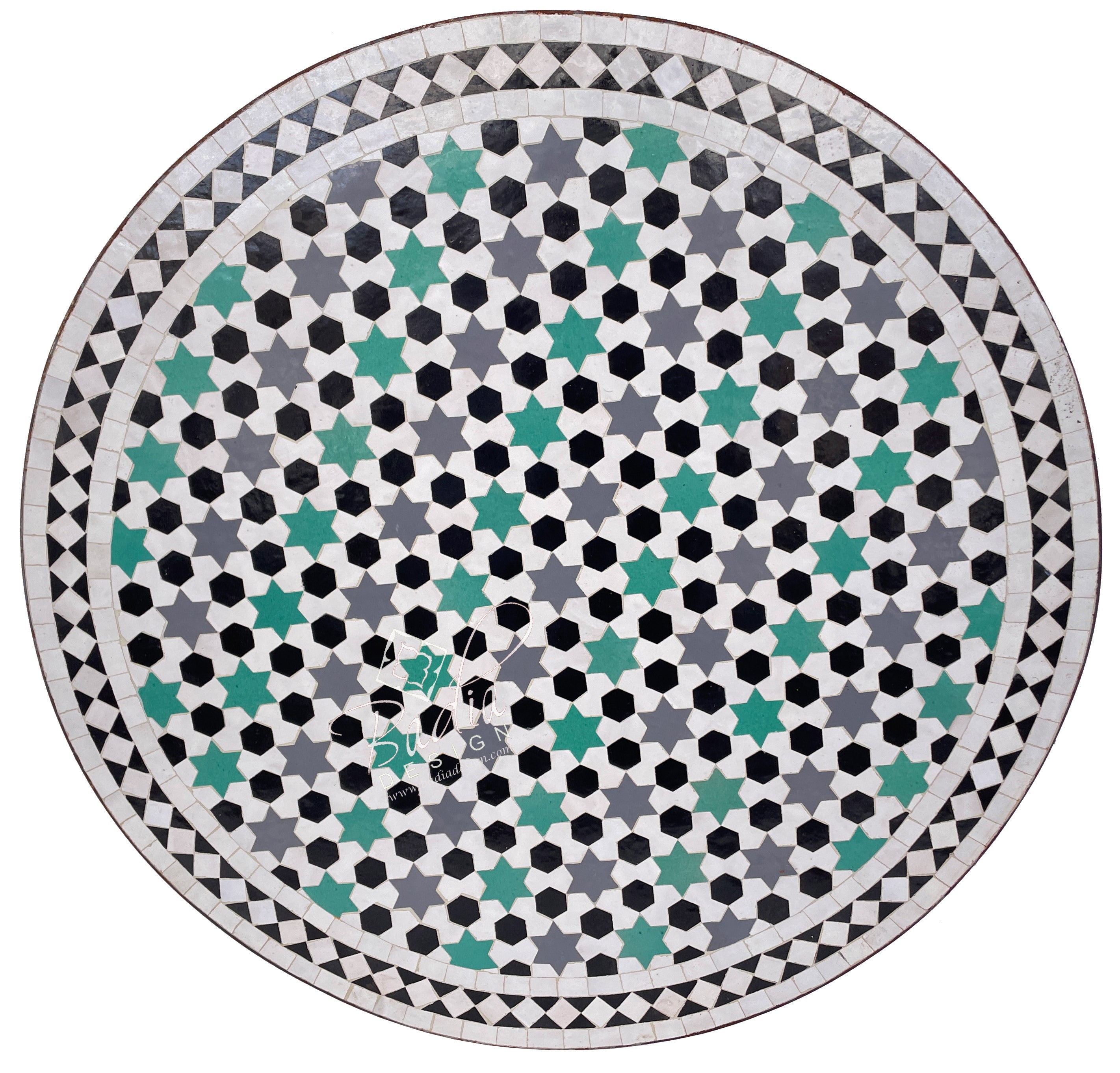 White Multi-Color Moroccan Ceramic Tile Table Top