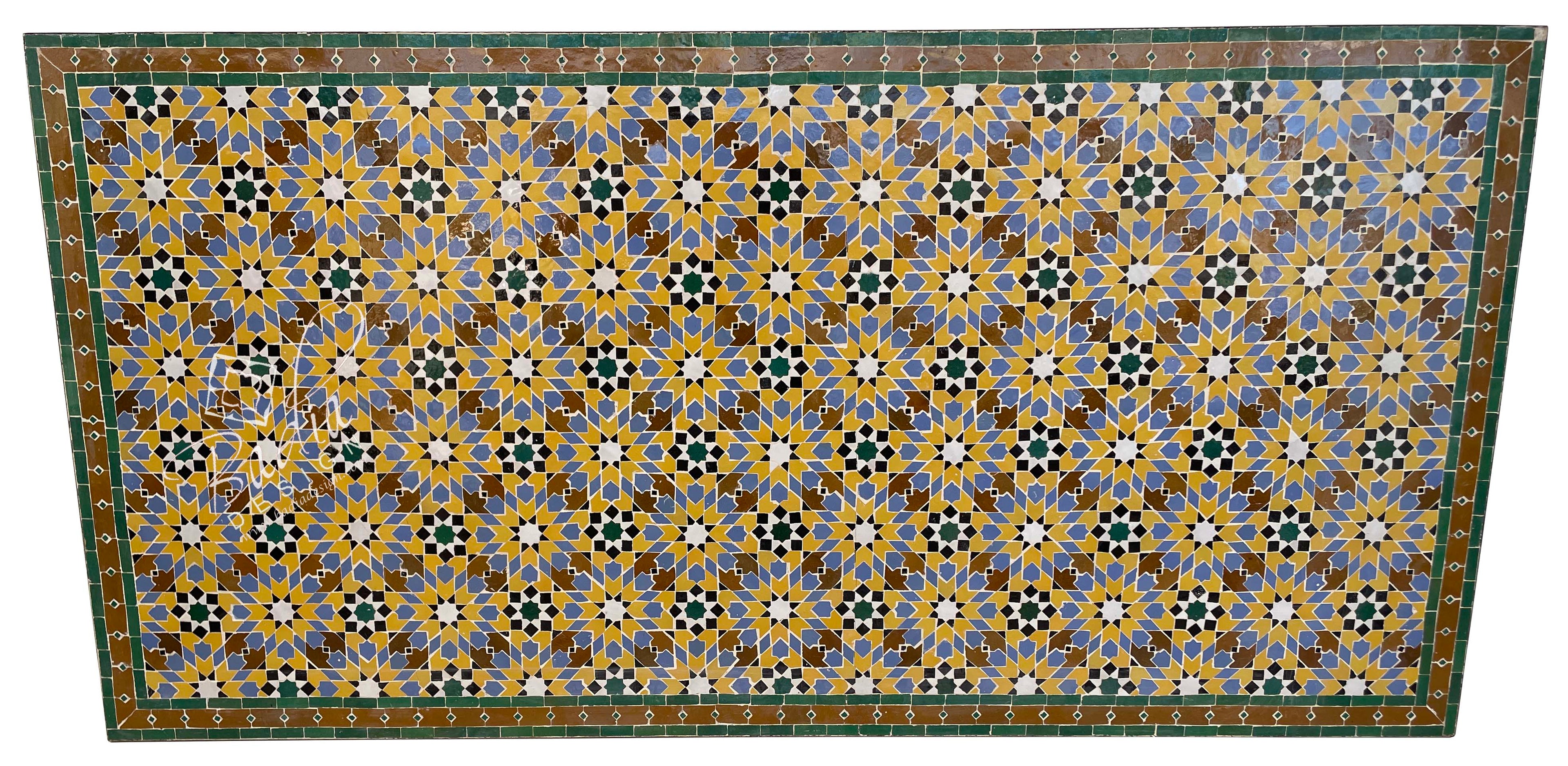 Large Multi-Color Moroccan Rectangular Tile Table Top