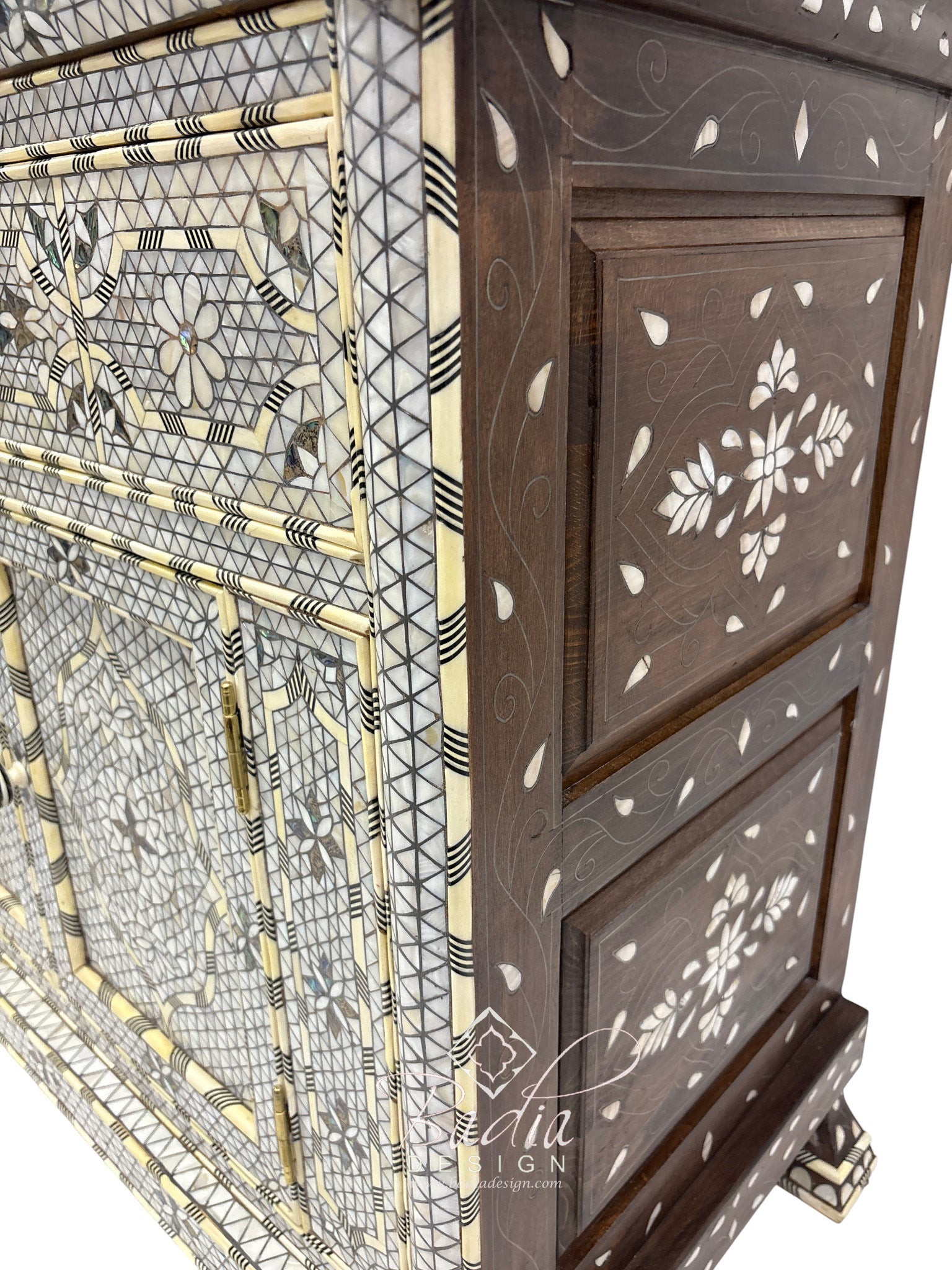 White Mother of Pearl Inlay Bathroom Vanity