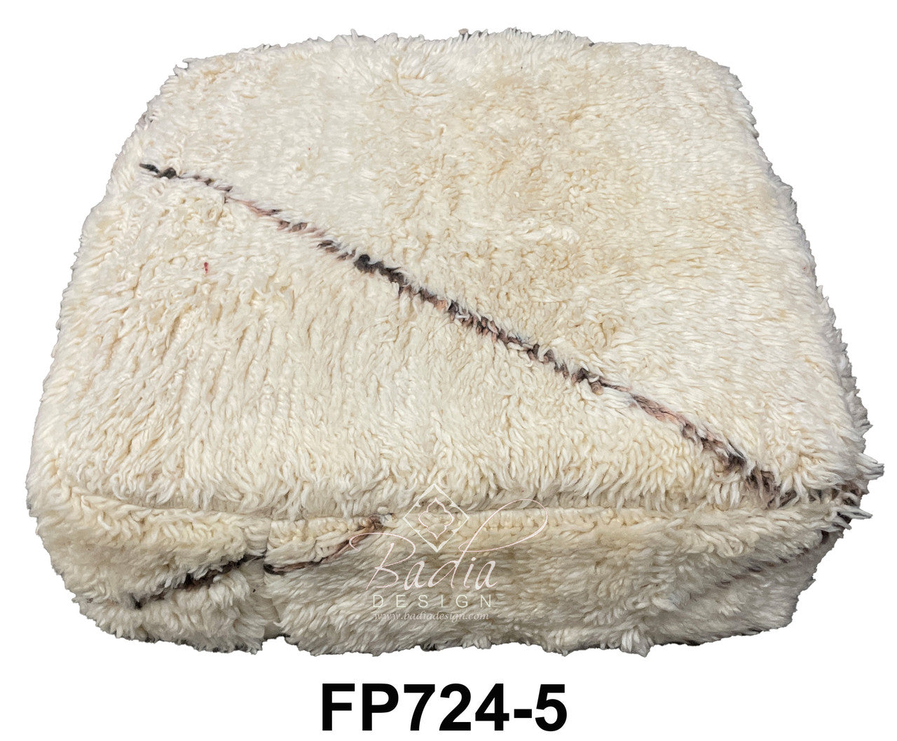 Off-White Square Shaggy Wool Ottoman