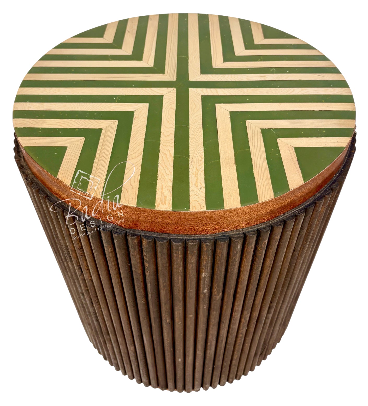 Green Moroccan cylindrical side table