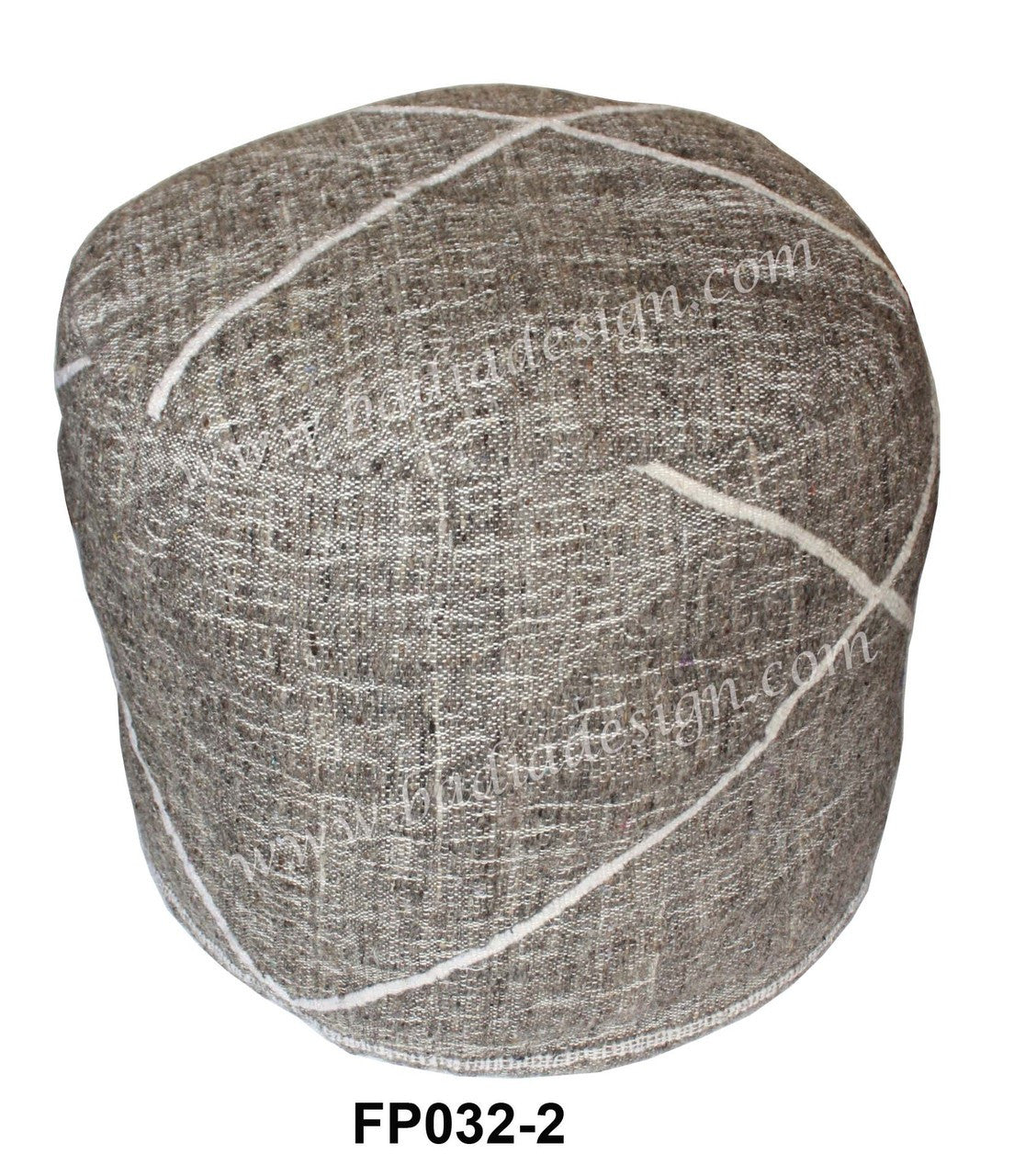 Multi-Color Wool Embroidered Fabric Pouf