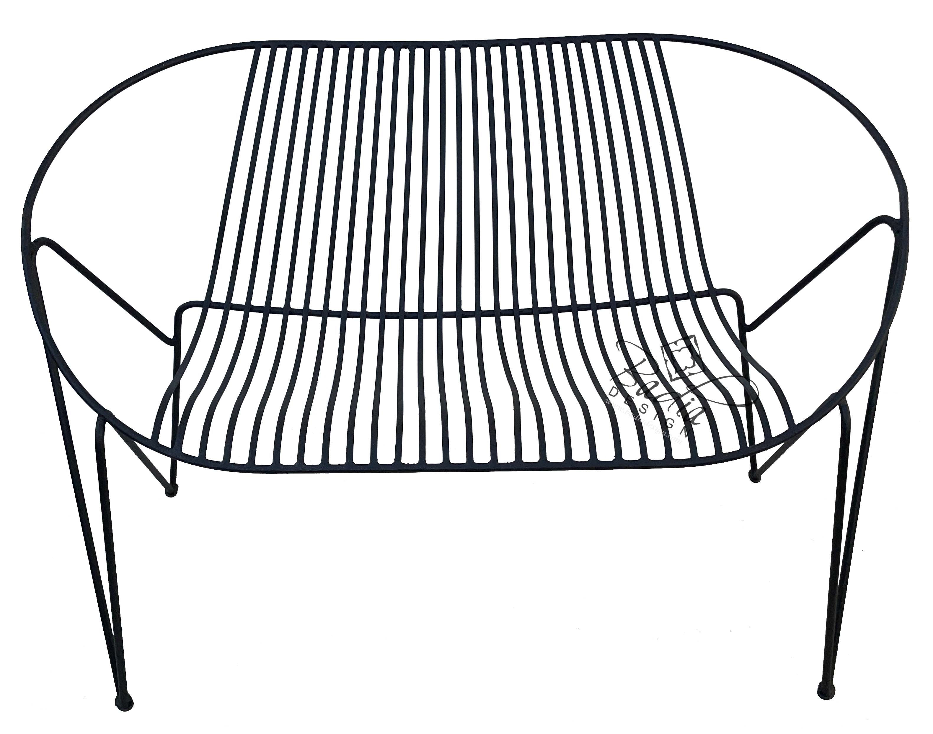 Wide Handmade Wrought Iron Chair