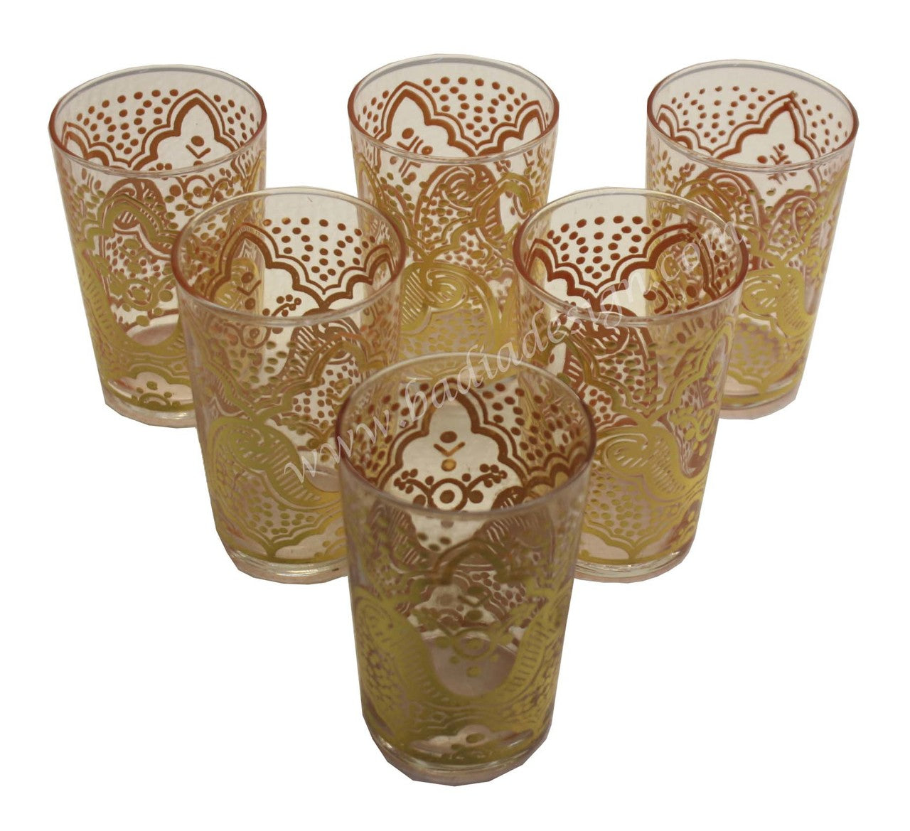 Moroccan Gold Motif Clear Tea Glass Set of 6