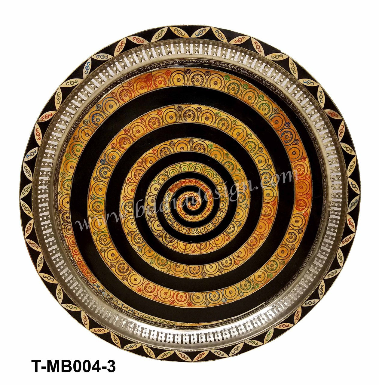 Decorative plate with concentric circle design on a white background