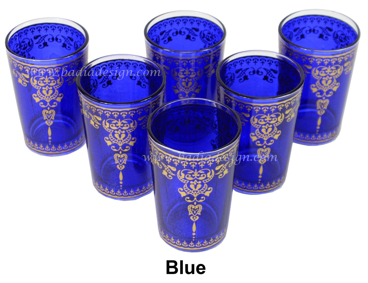 Authentic Blue Moroccan Motif Tea Glass Set