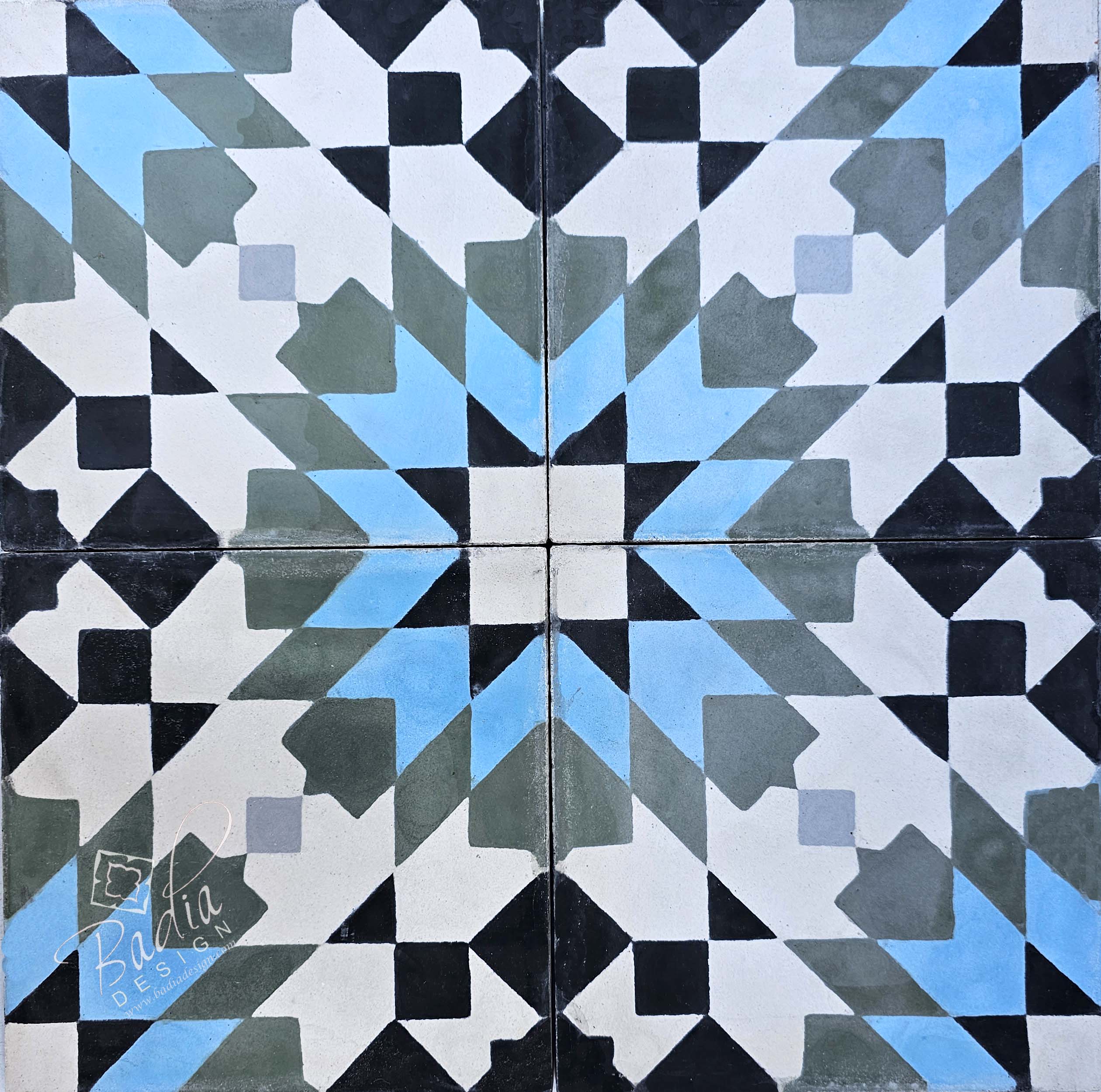 Moroccan Multi-Color Cement Floor Tile - CT117