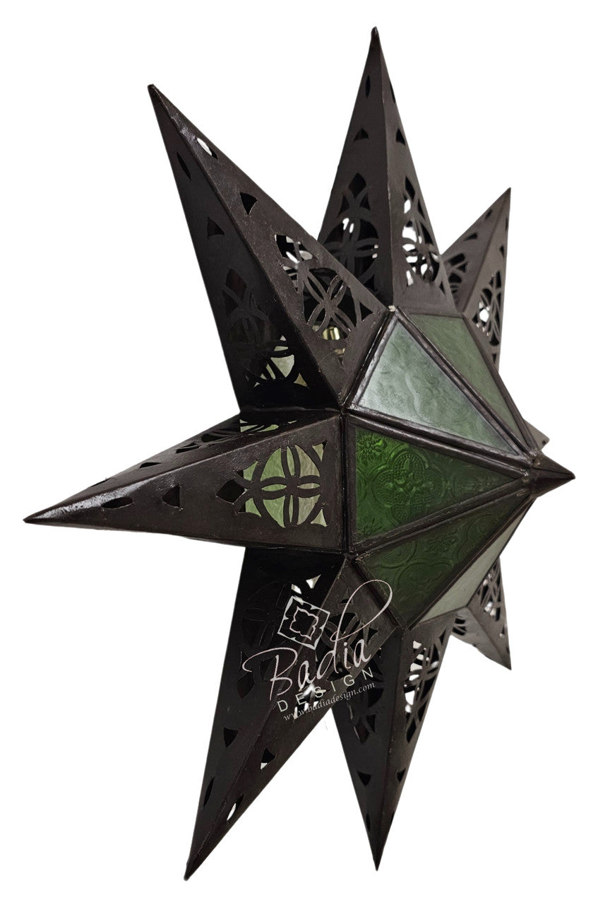 Multi-Color Glass Star Shaped Metal Wall Sconce
