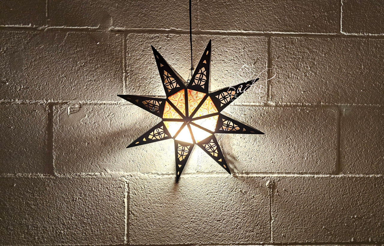 Multi-Color Glass Star Shaped Metal Wall Sconce