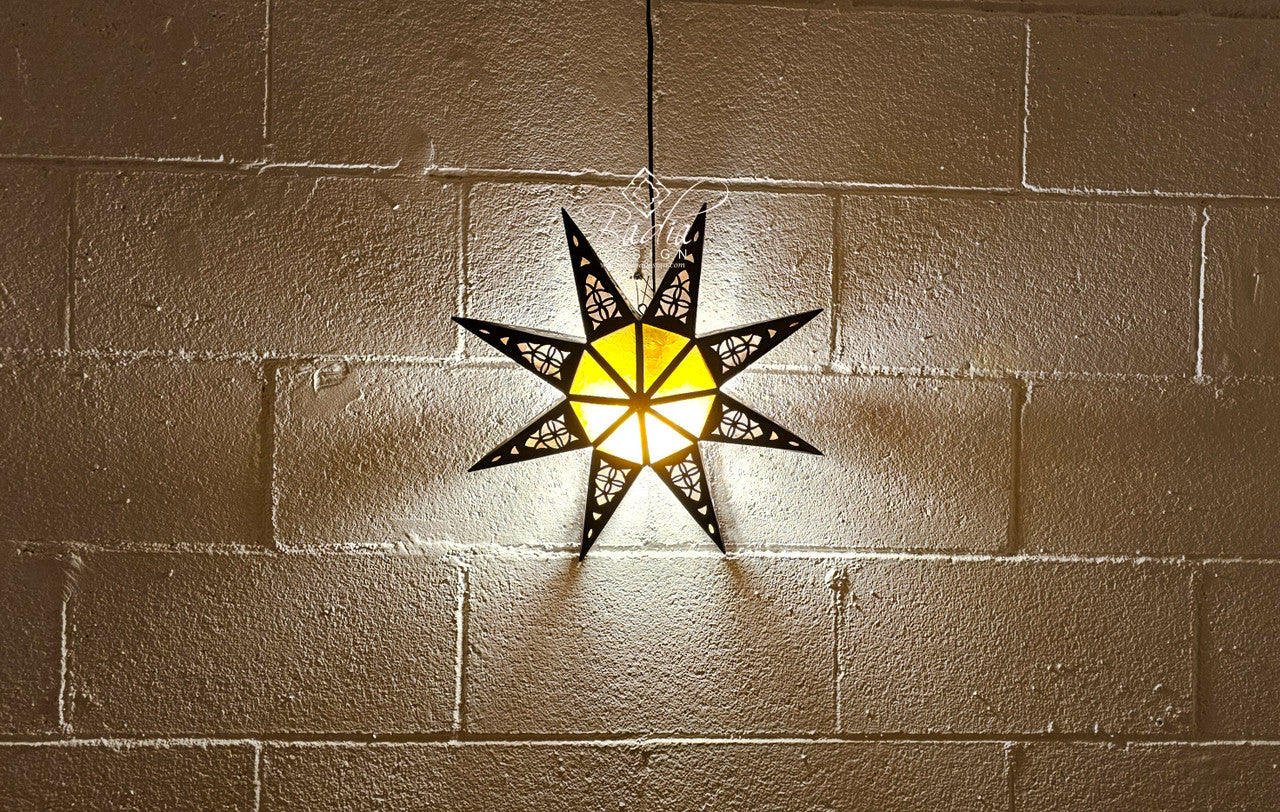 Multi-Color Glass Star Shaped Metal Wall Sconce