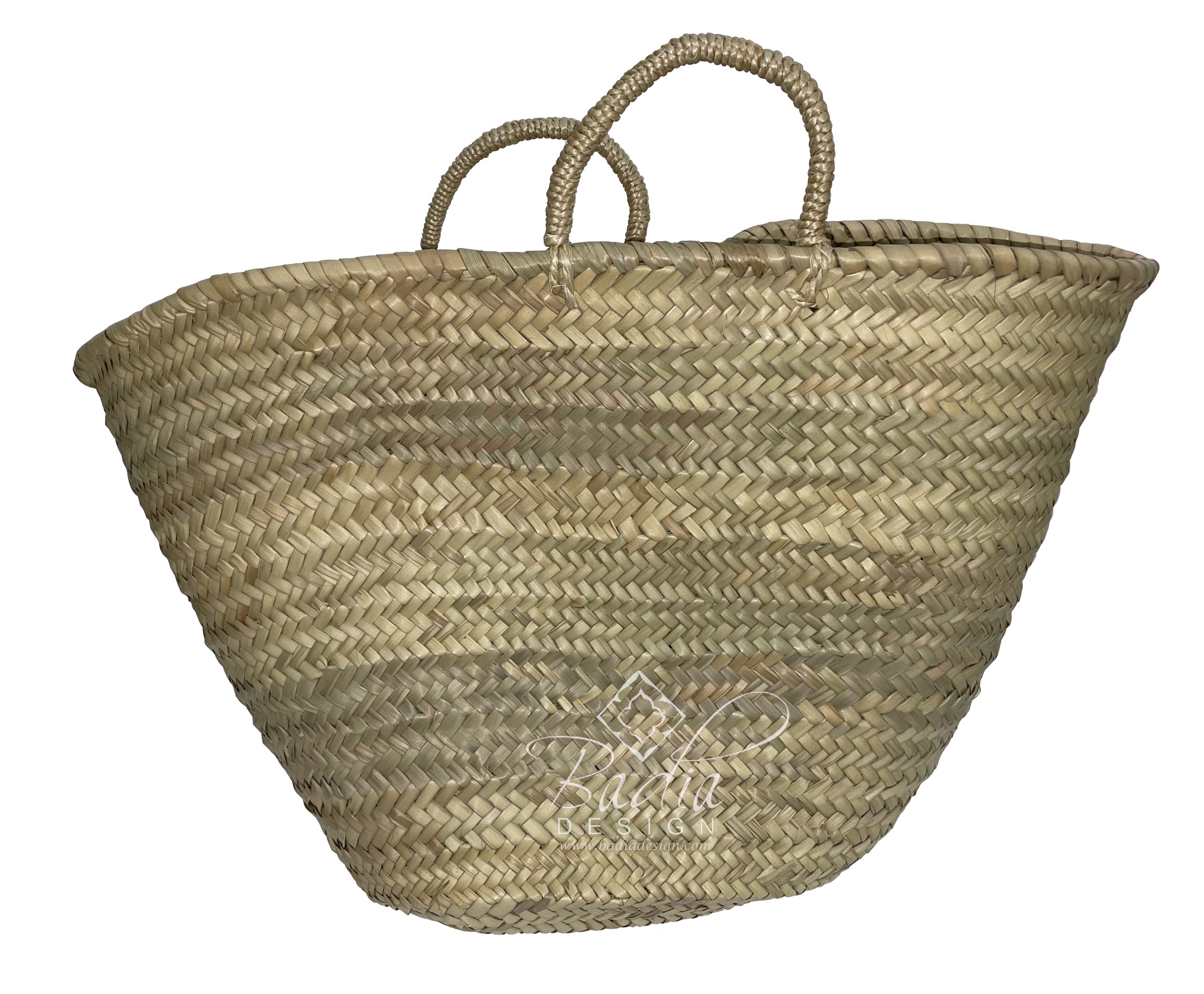 Moroccan Natural Color Handwoven Straw Basket