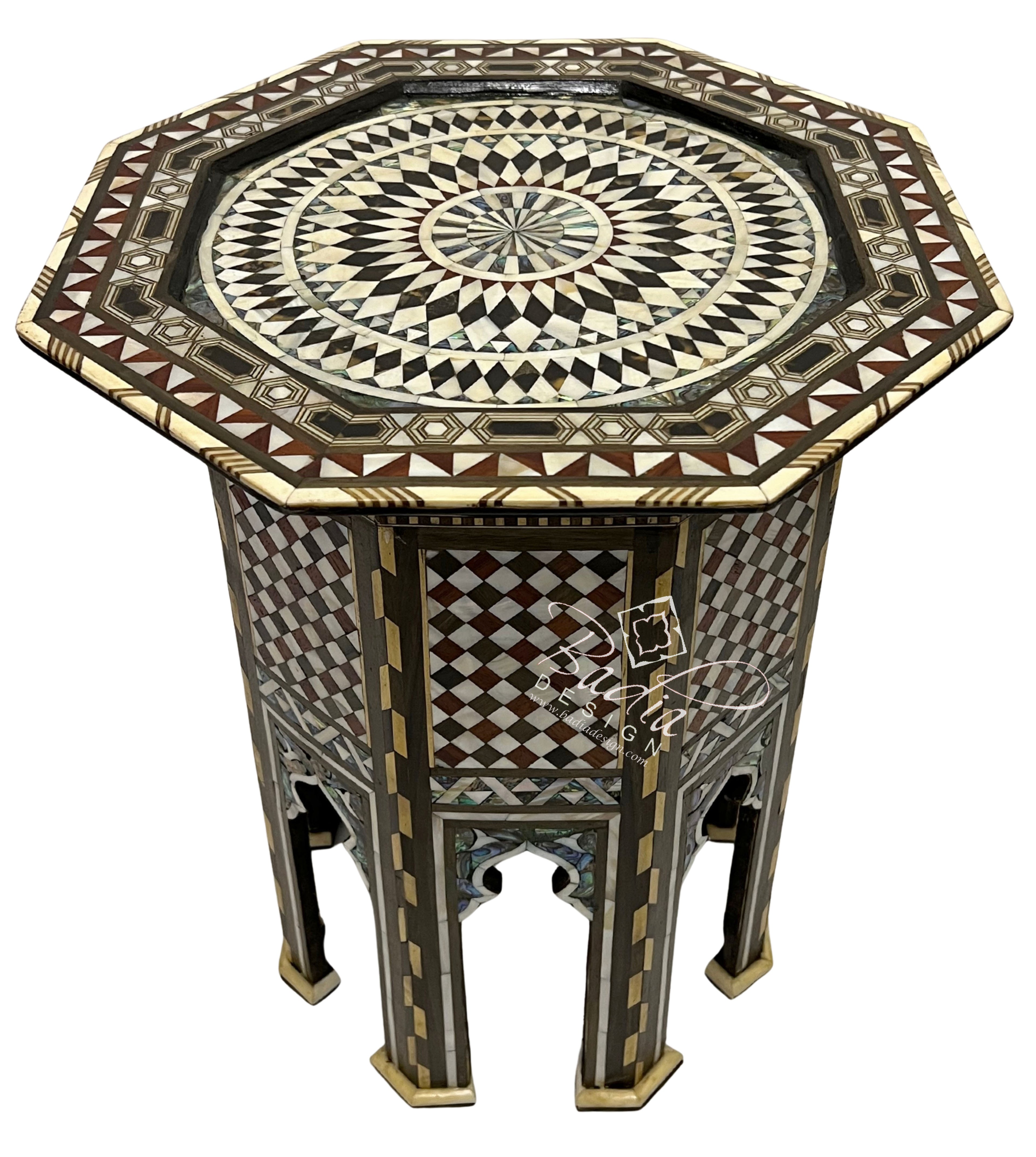 Octagonal Accent Table with Mother of Pearl Inlay