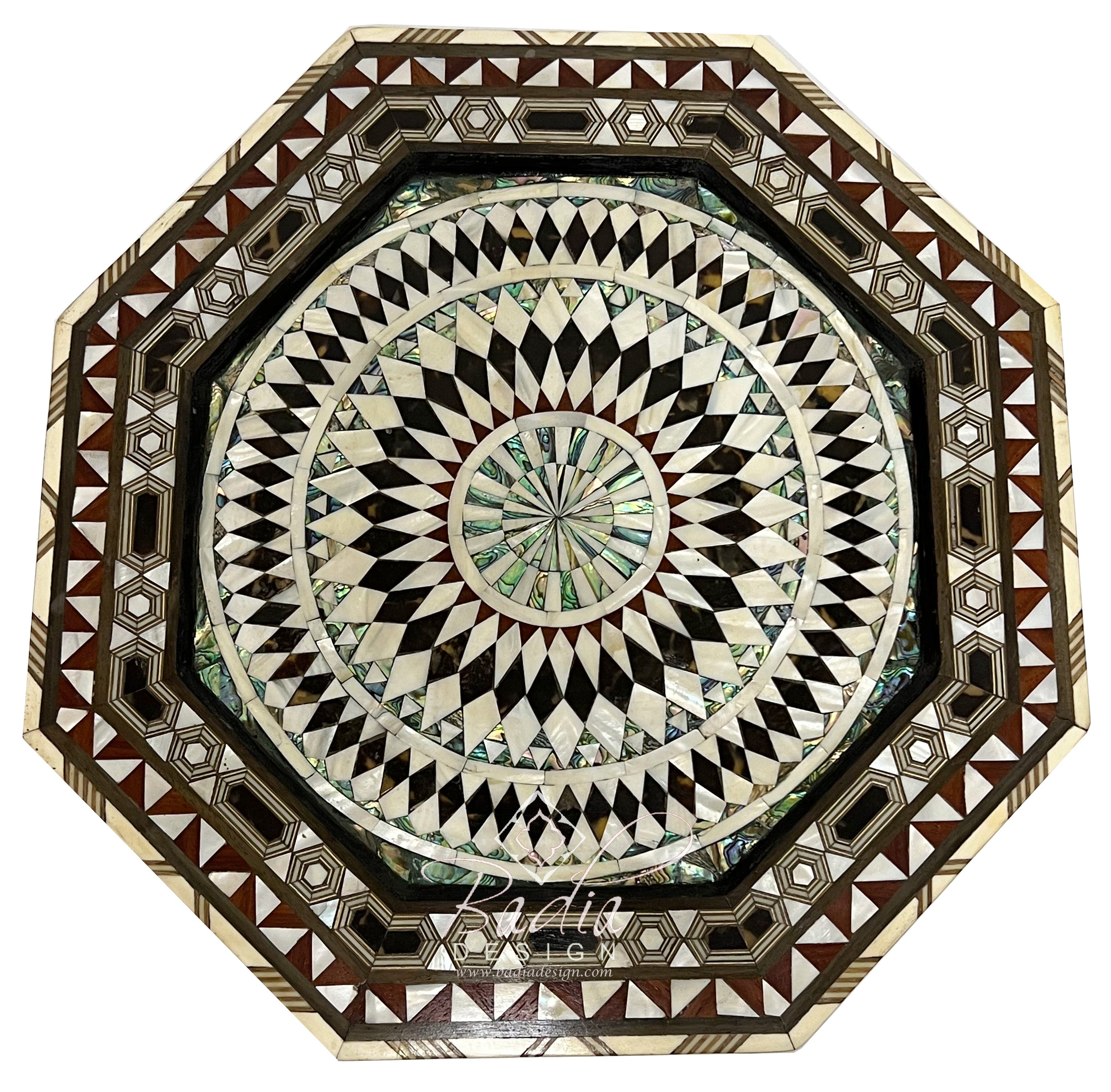 Octagonal Accent Table with Mother of Pearl Inlay