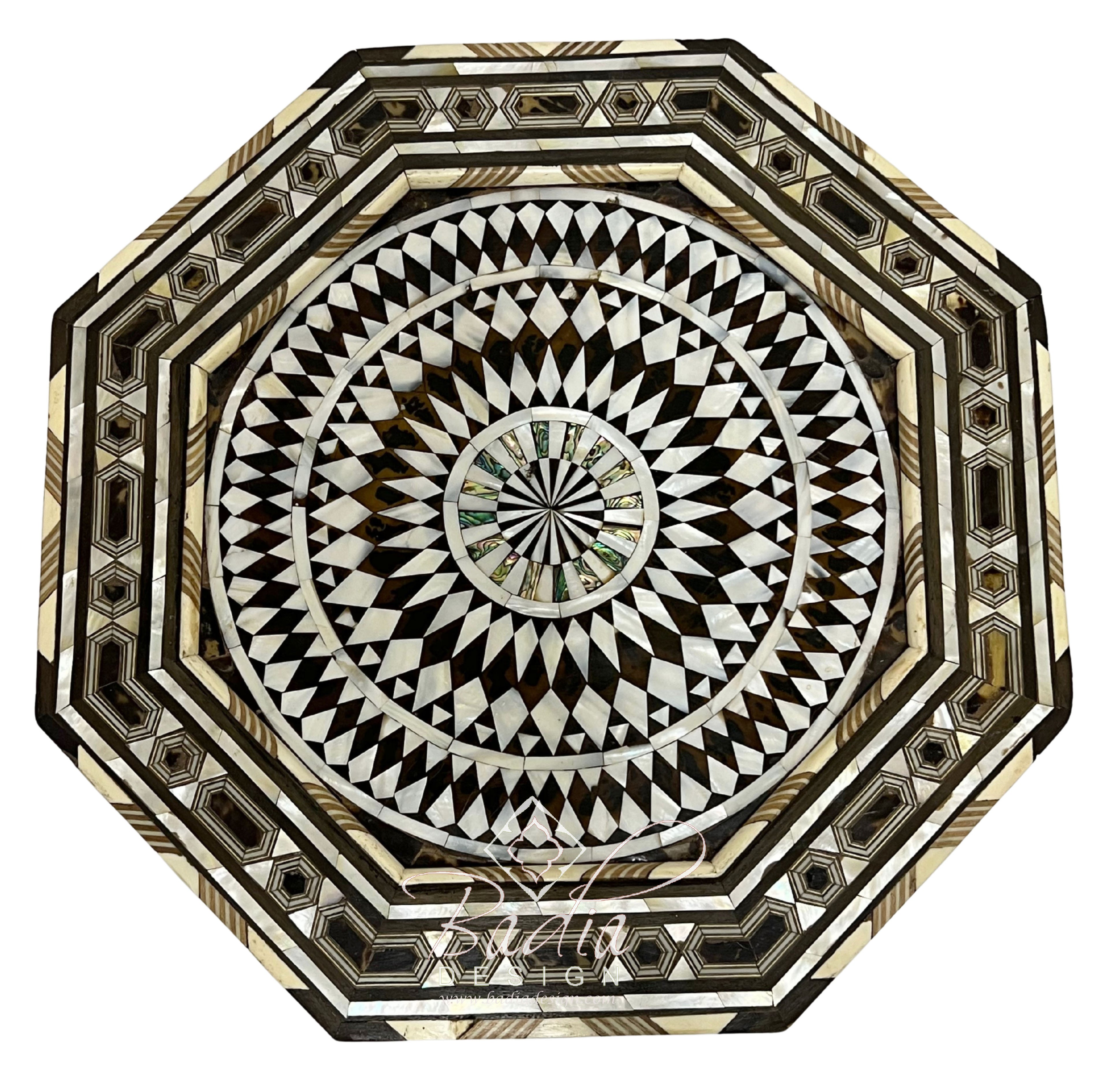 Octagonal Accent Table with Mother of Pearl Inlay