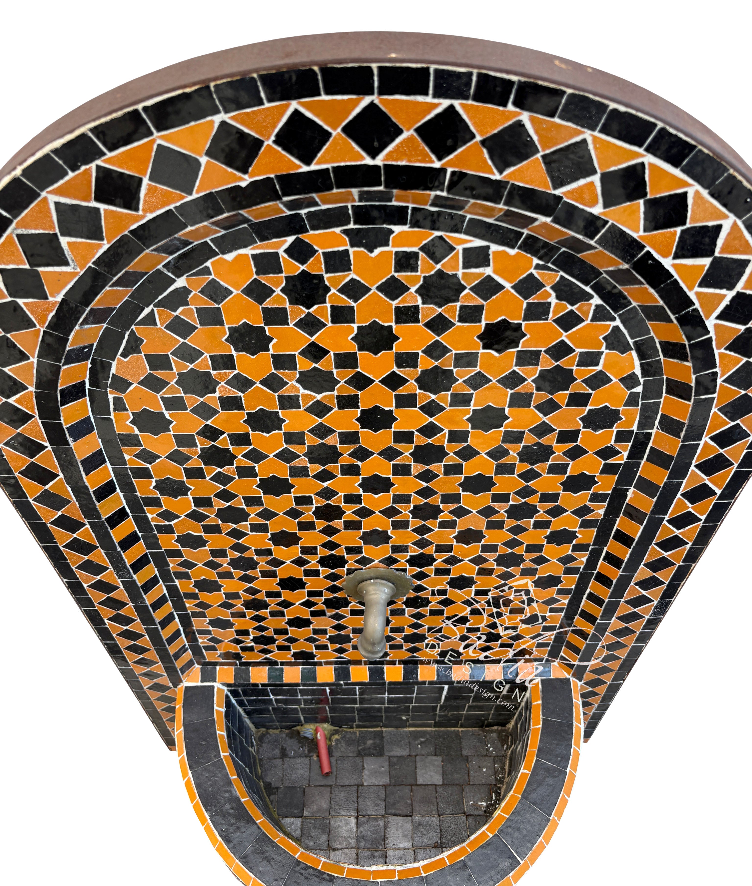 Orange and Brown Tile Water Fountain