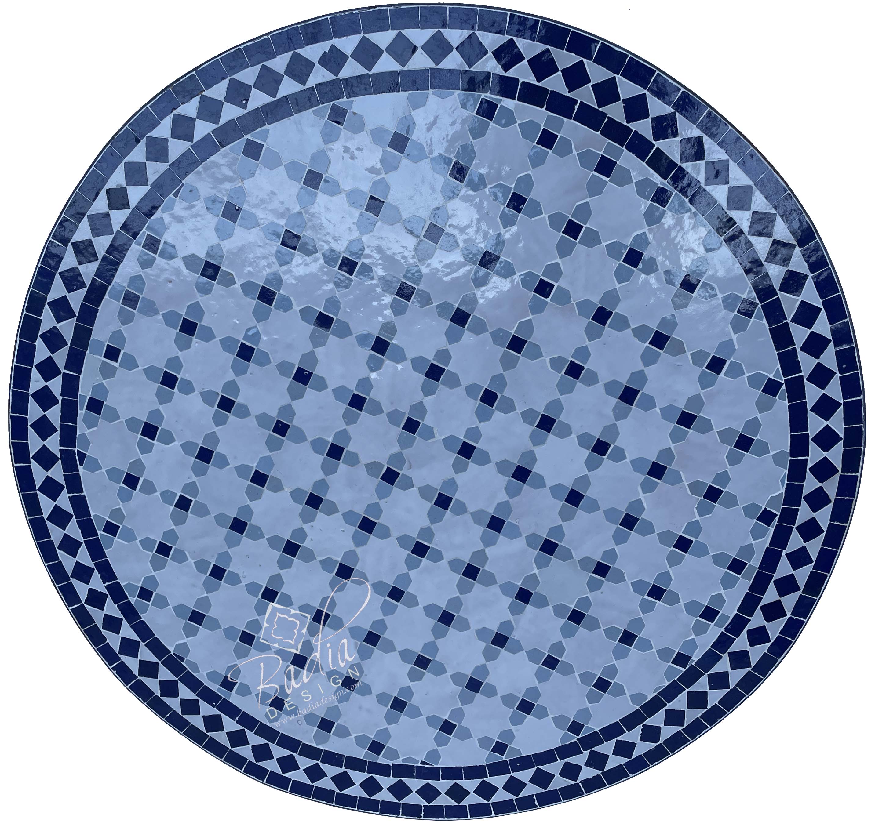 Intricately Designed Blue Moroccan Mosaic Tile Table Top