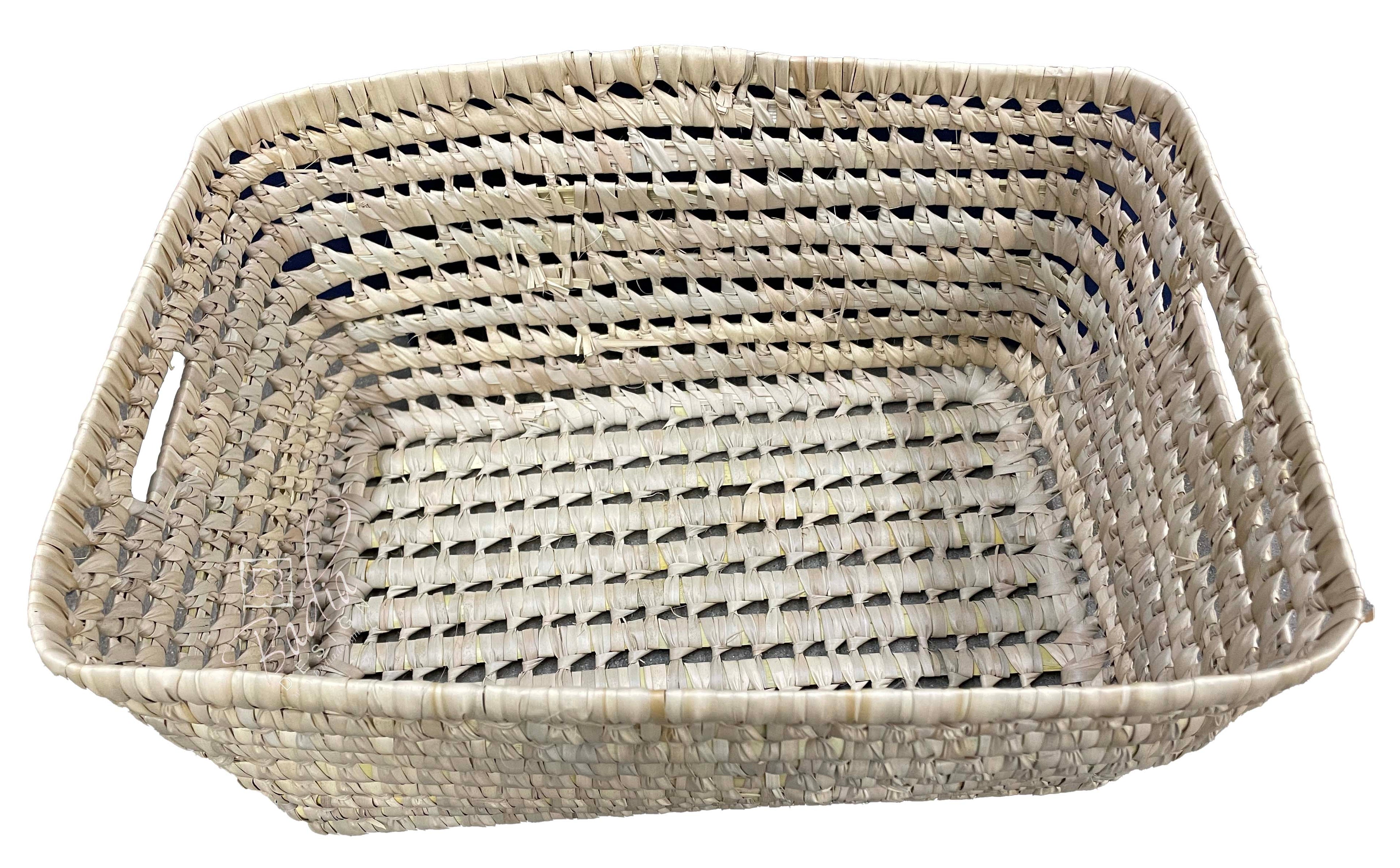 Moroccan Rectangular Shaped Handwoven Straw Basket