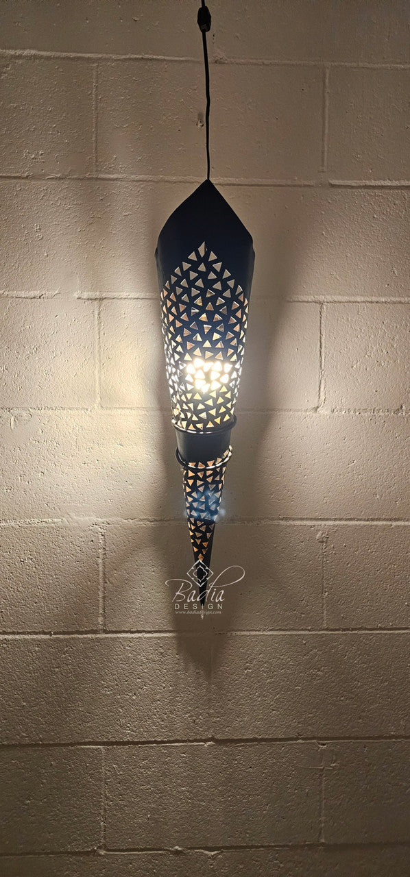 Tall Cone Shaped Rustic Iron Wall Sconce