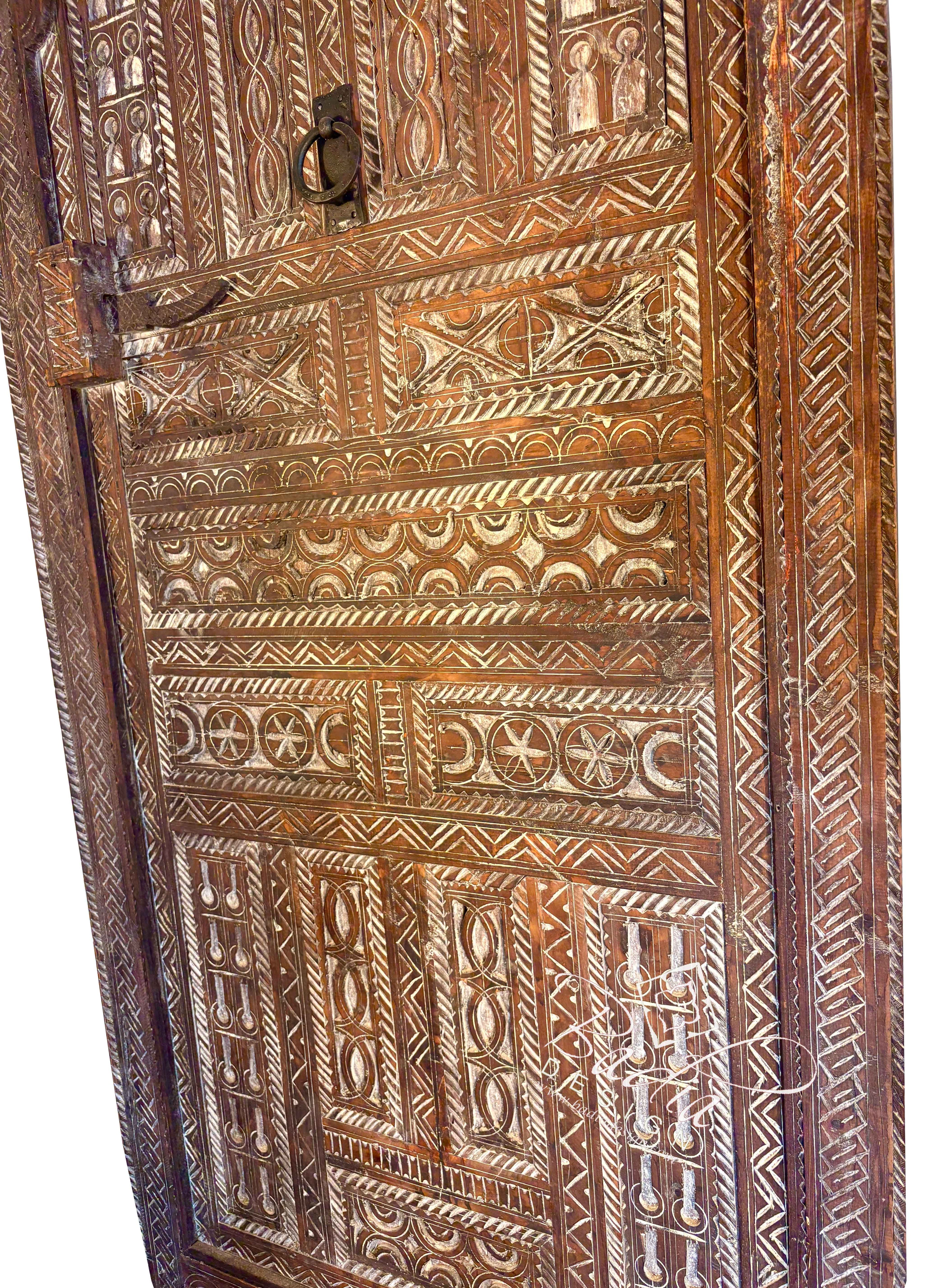 Rustic Decorative Wooden Door with Intricate Carvings